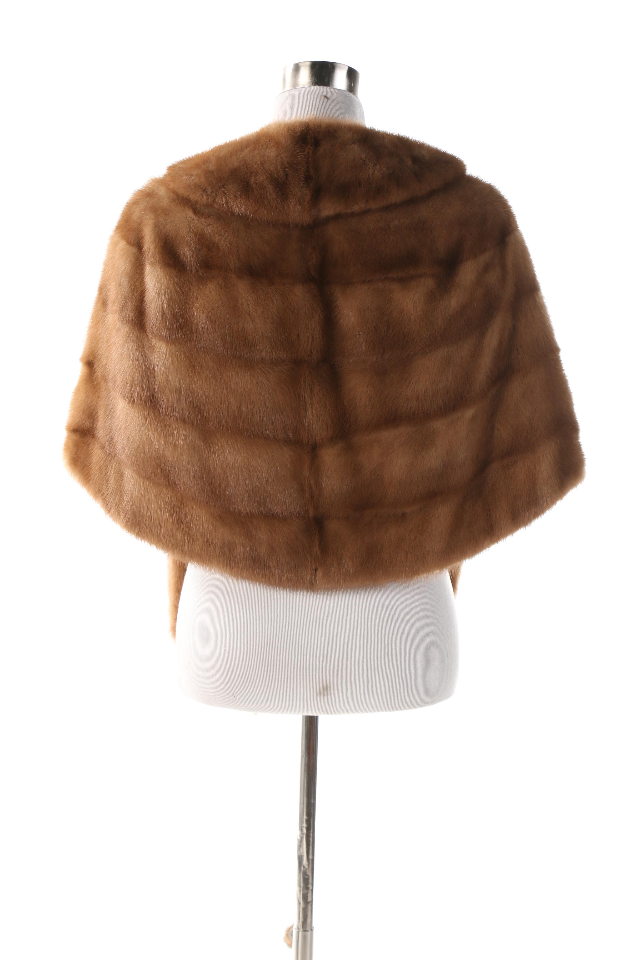 Mink Fur Stole with Union Made Fur Label Authority Label, Vintage