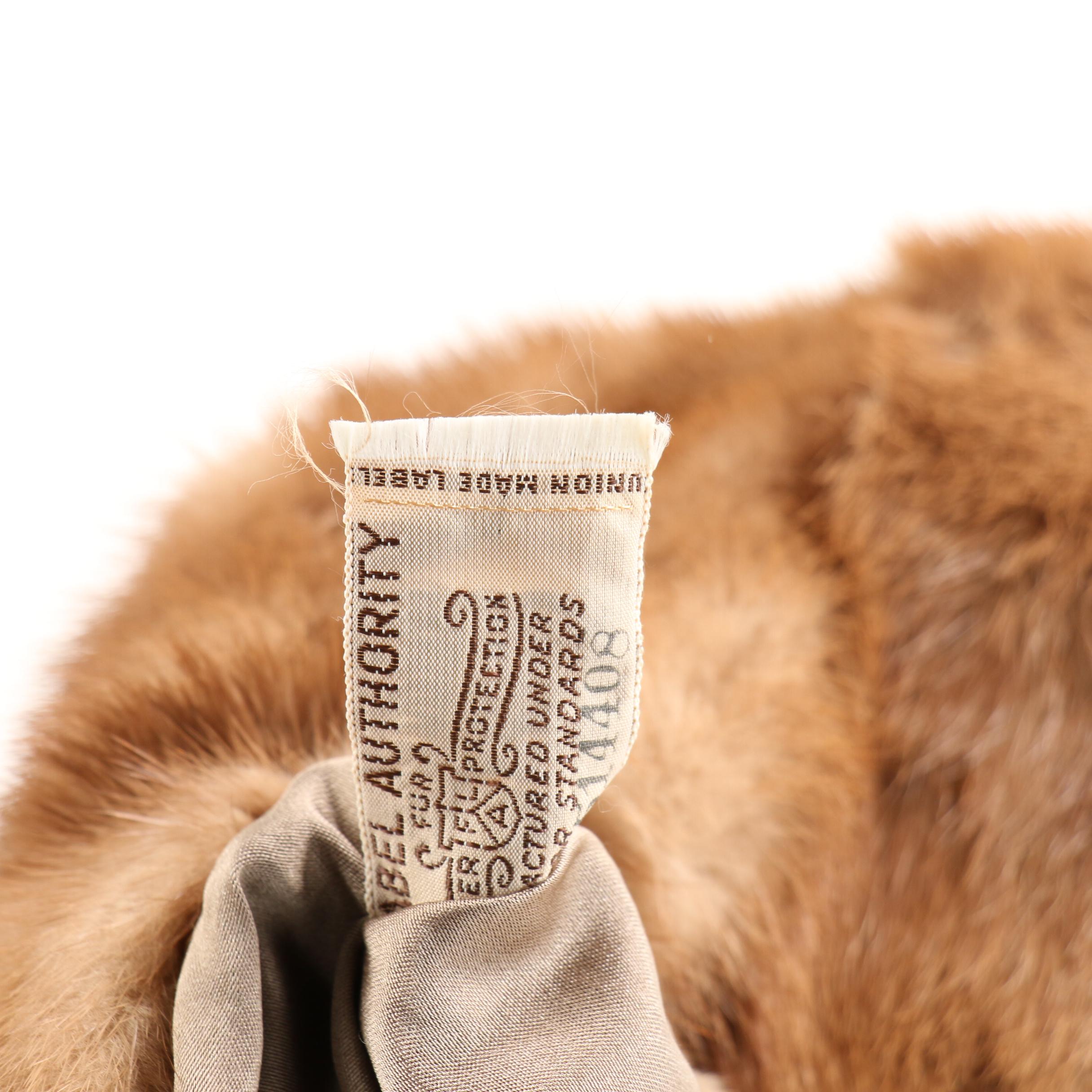 Mink Fur Stole with Union Made Fur Label Authority Label, Vintage