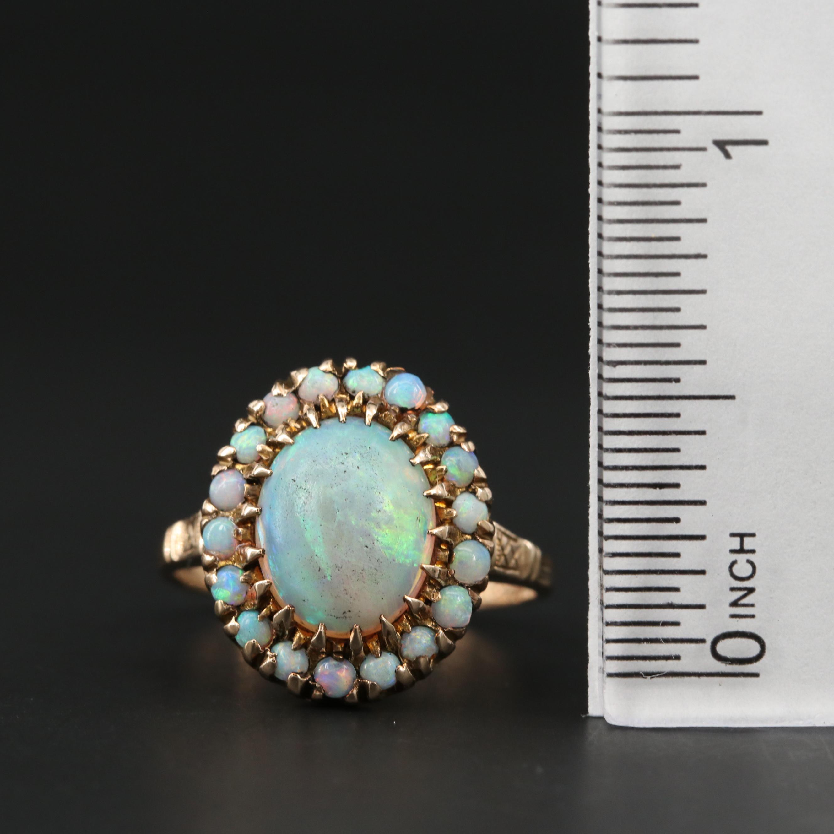 Antique 10K Yellow Gold Opal Ring