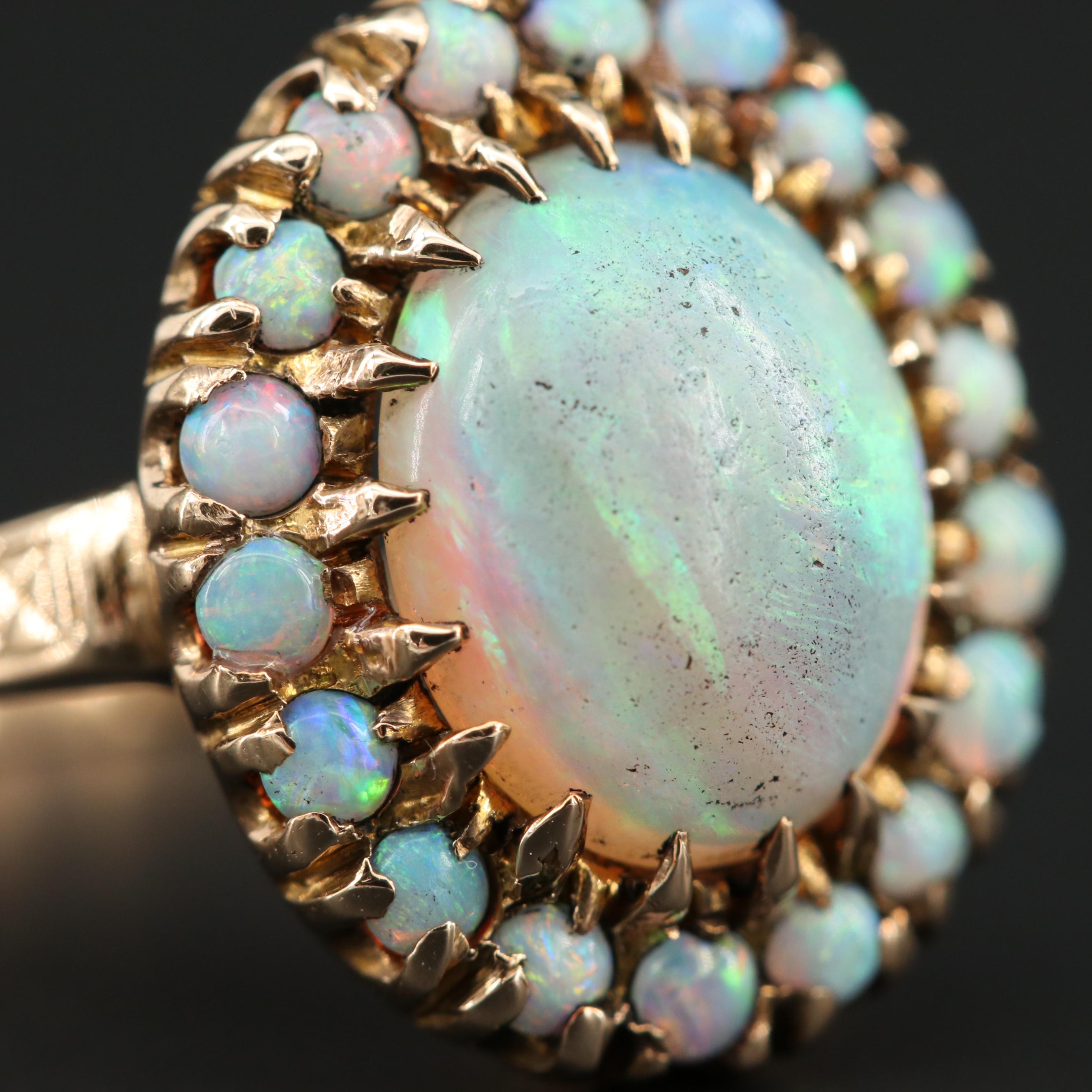 Antique 10K Yellow Gold Opal Ring
