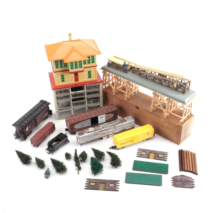 Model Train Cars, Shrubbery, Track Parts and Accessories, Mid-Late 20th Century