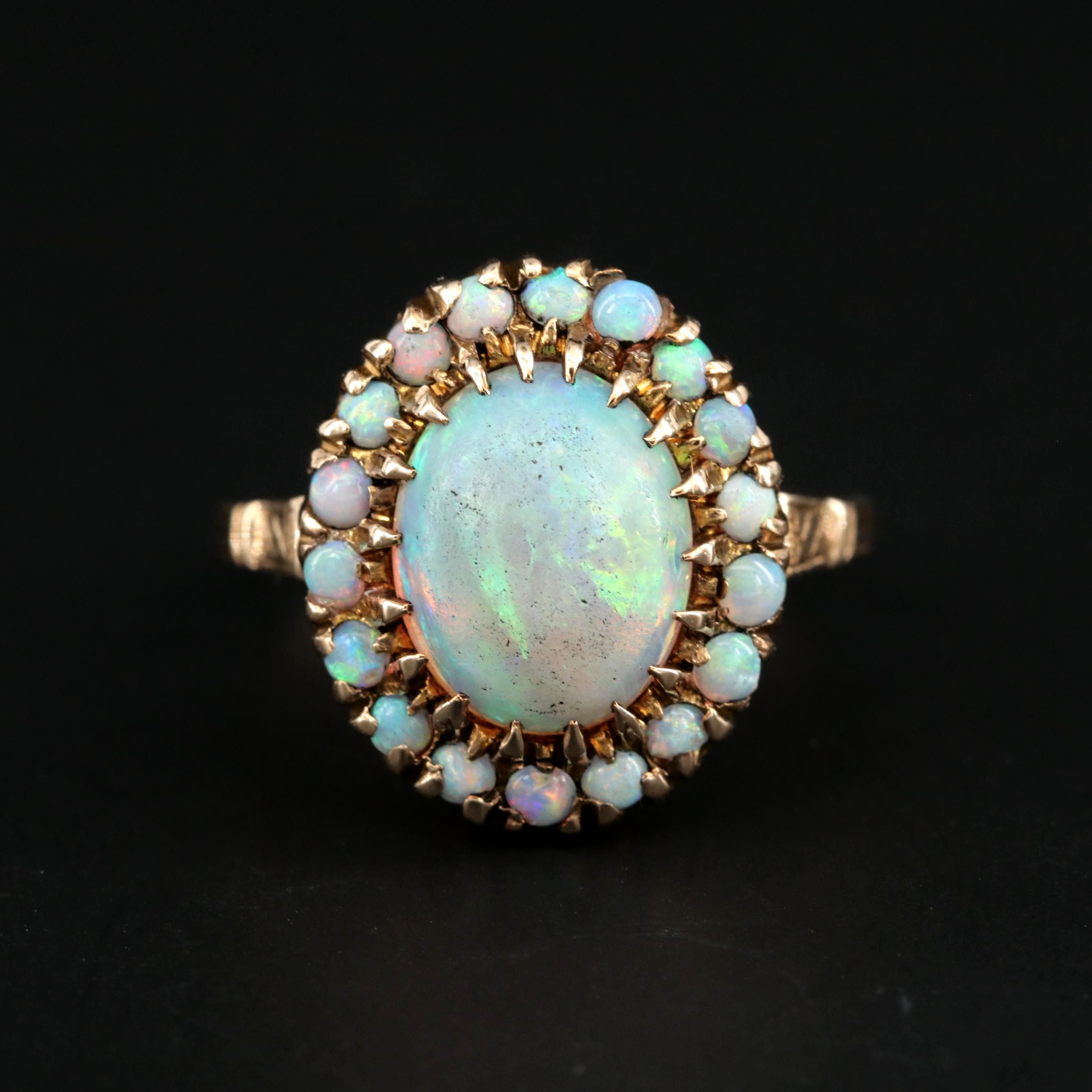 Antique 10K Yellow Gold Opal Ring