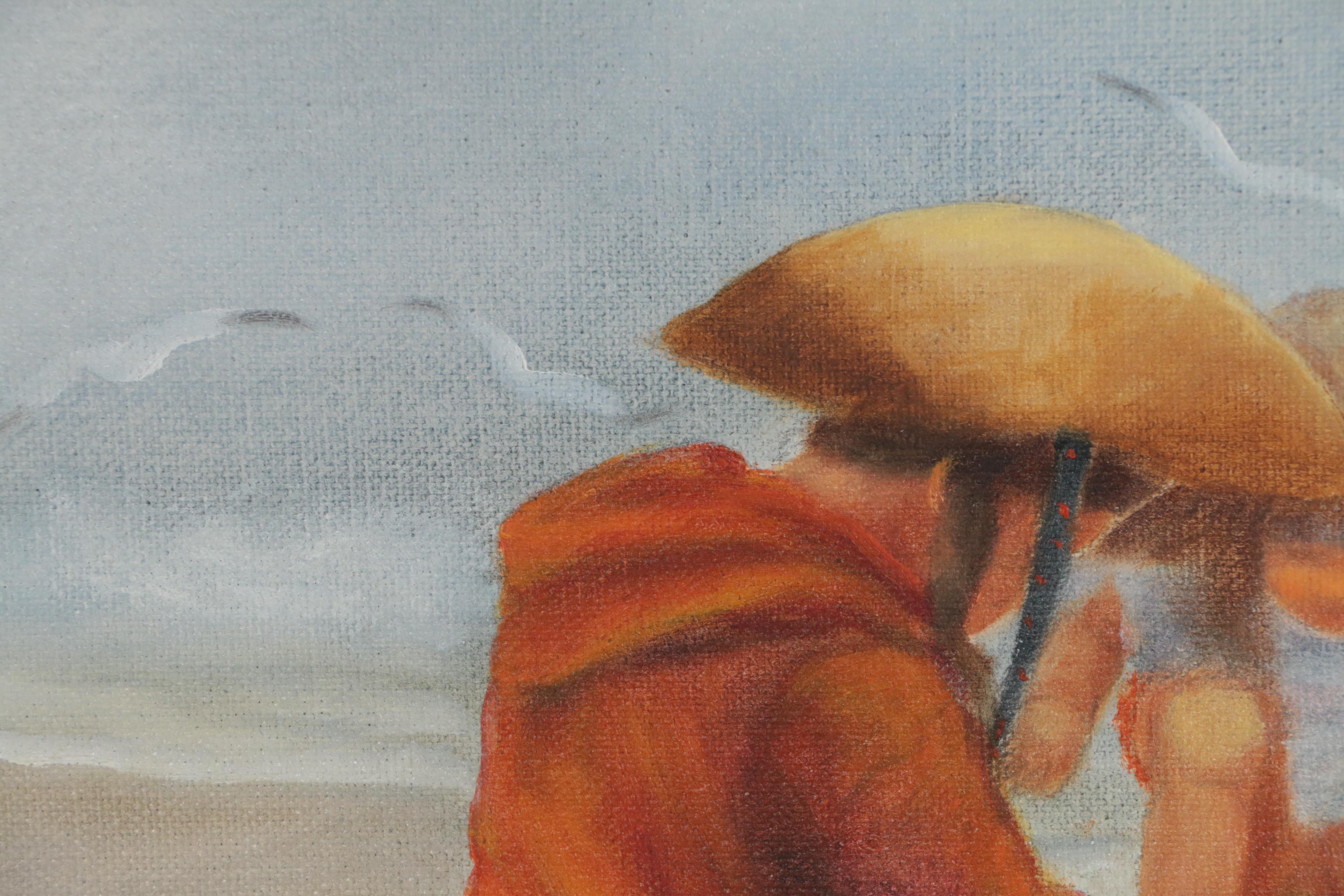 Sheila Dowdell Oil Painting of Beach Scene with Children