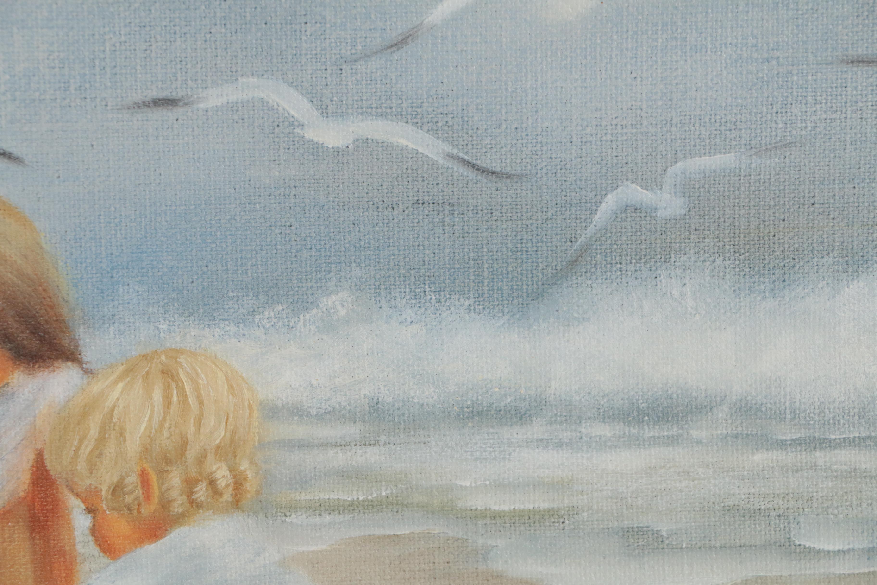 Sheila Dowdell Oil Painting of Beach Scene with Children