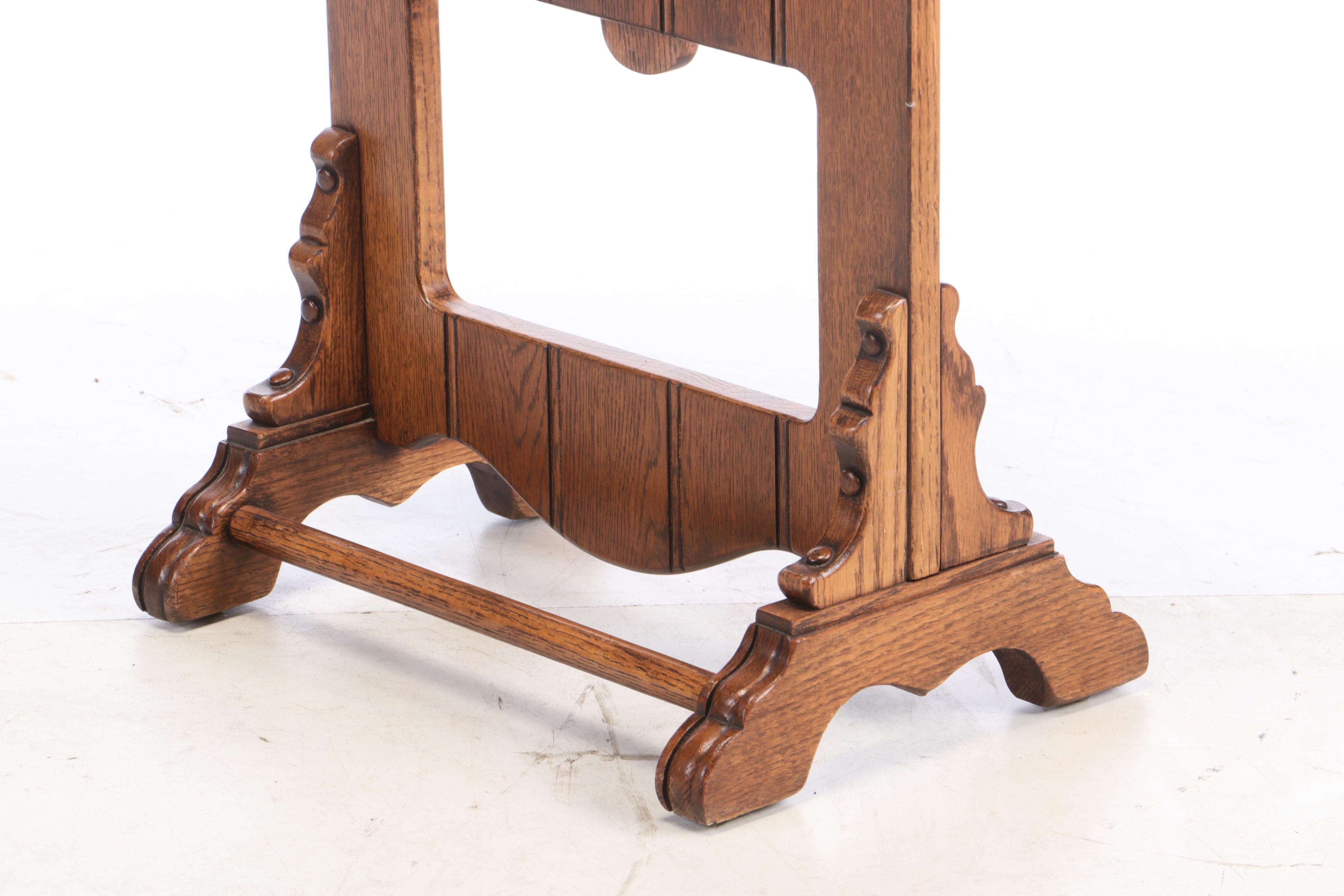 Romweber Carved "Viking Oak" Chair and Clothing Valet, Mid-20th Century