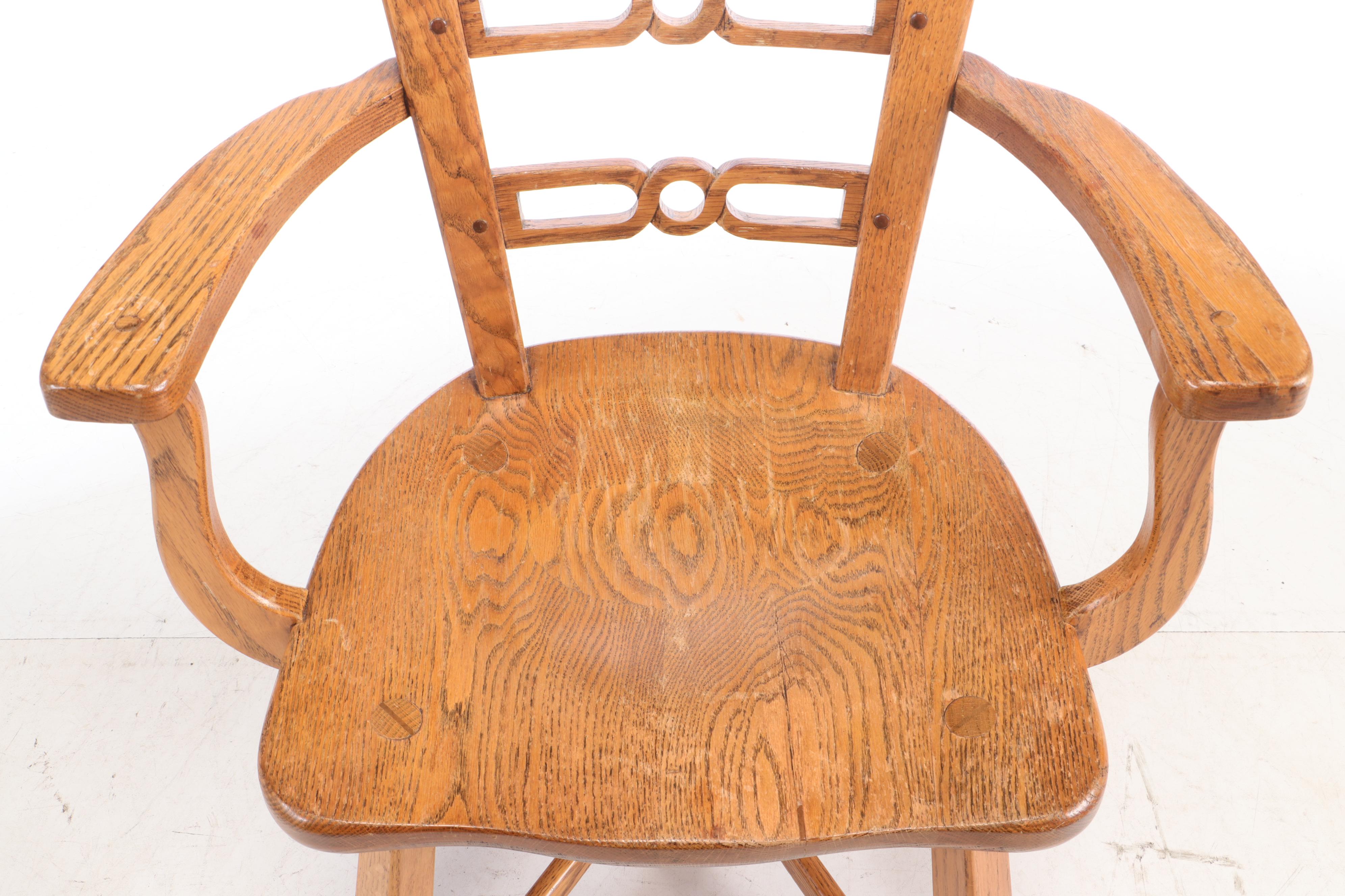 Romweber Carved "Viking Oak" Chair and Clothing Valet, Mid-20th Century