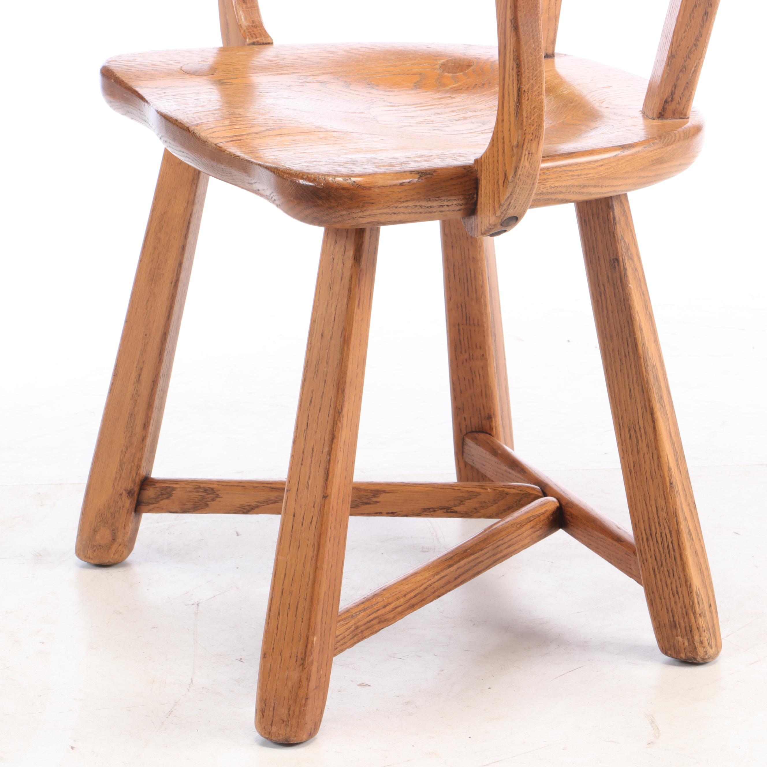 Romweber Carved "Viking Oak" Chair and Clothing Valet, Mid-20th Century