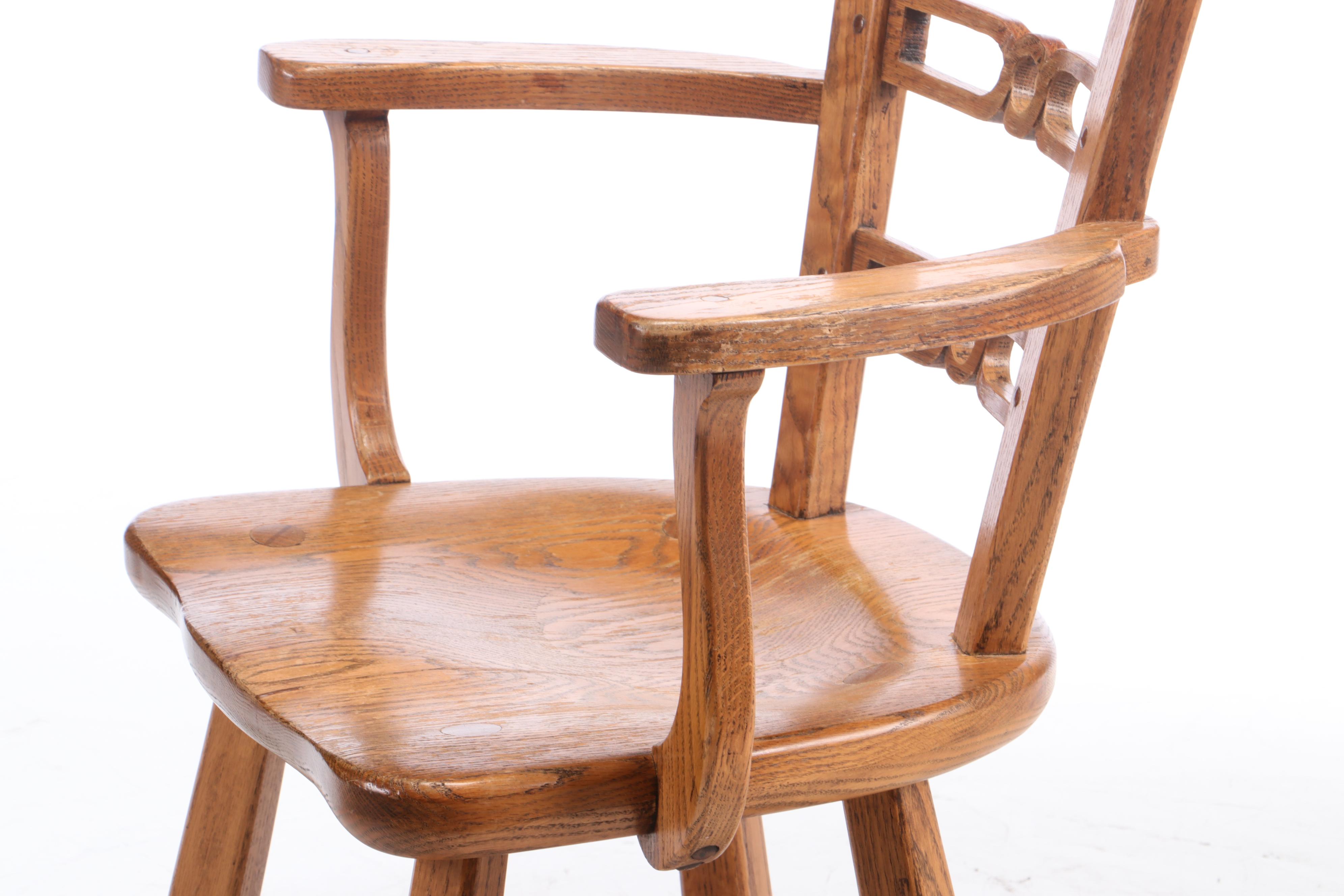 Romweber Carved "Viking Oak" Chair and Clothing Valet, Mid-20th Century