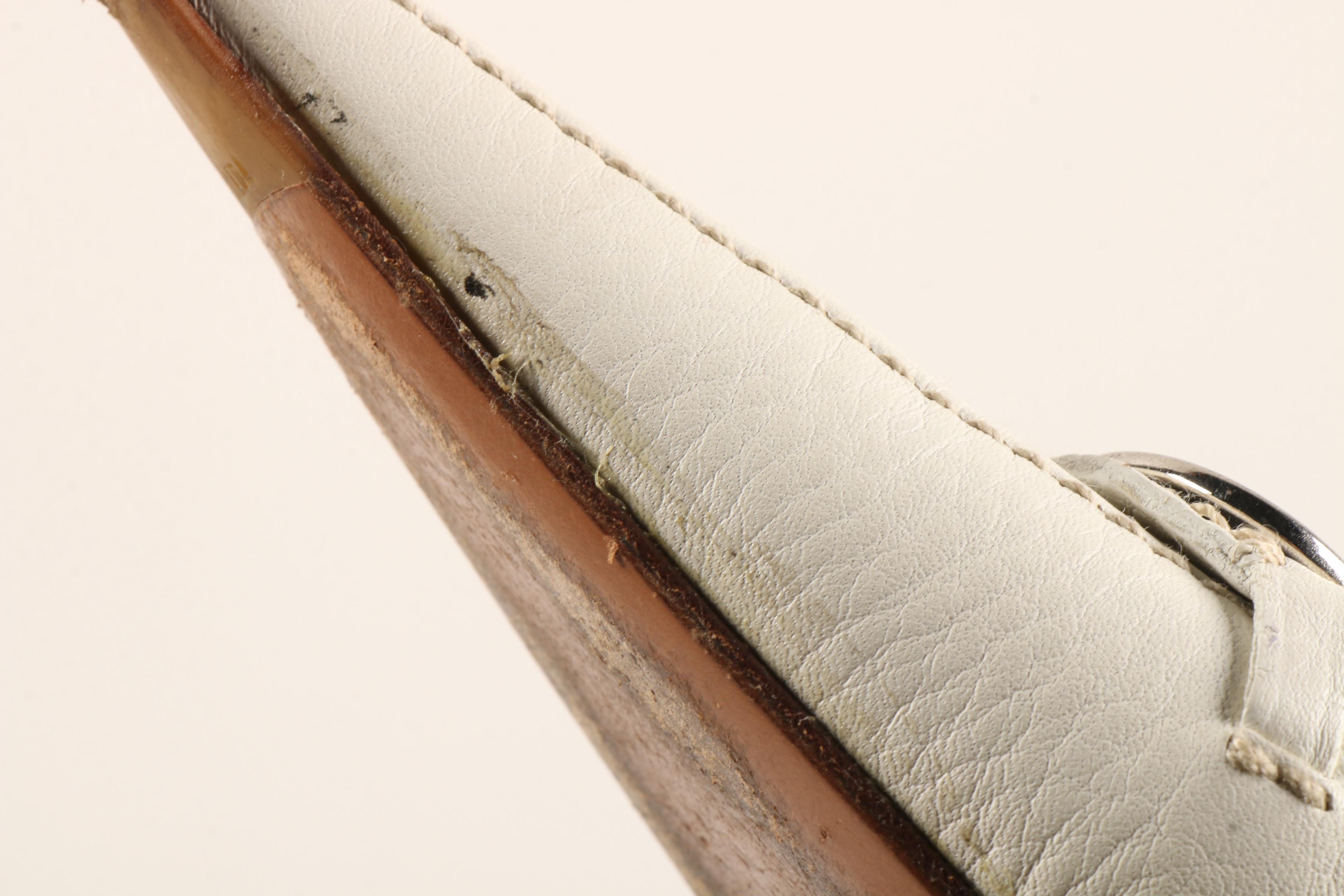 Prada Daino Snip Toe Mules in White Deerskin Leather