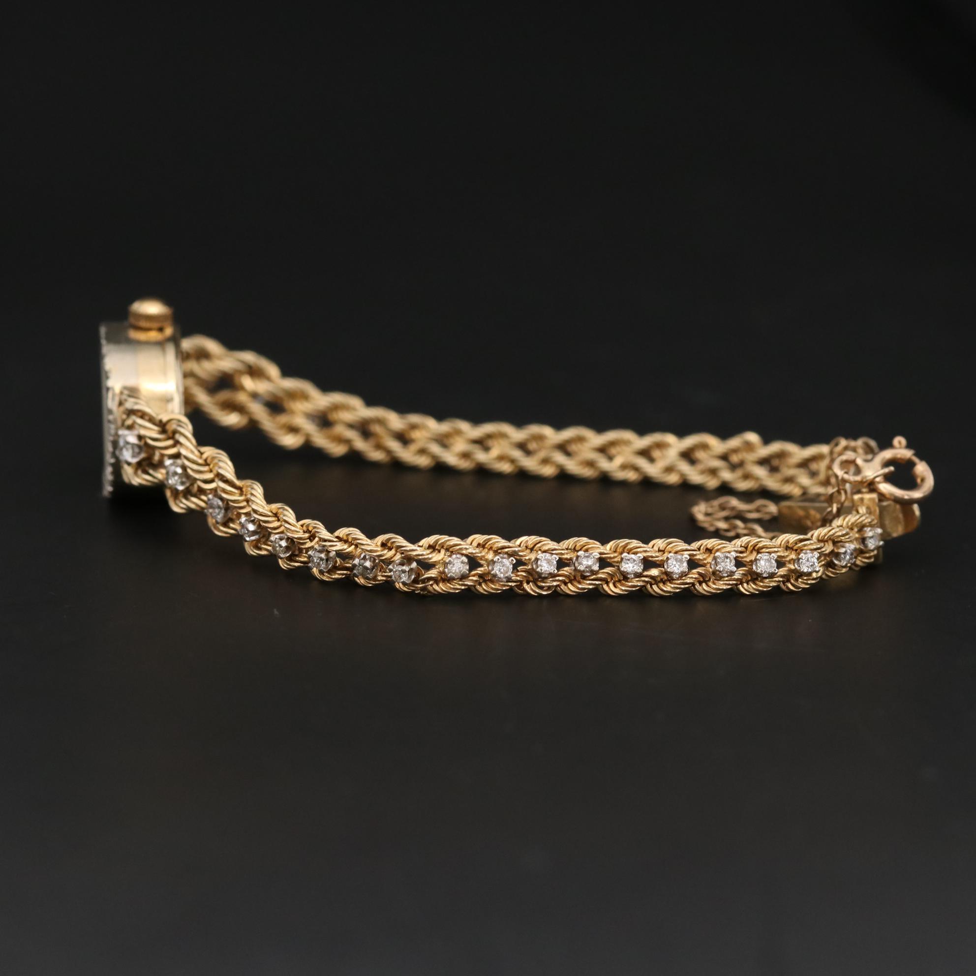 Vintage Pulsar 14K Yellow Gold Diamond Quartz Watch