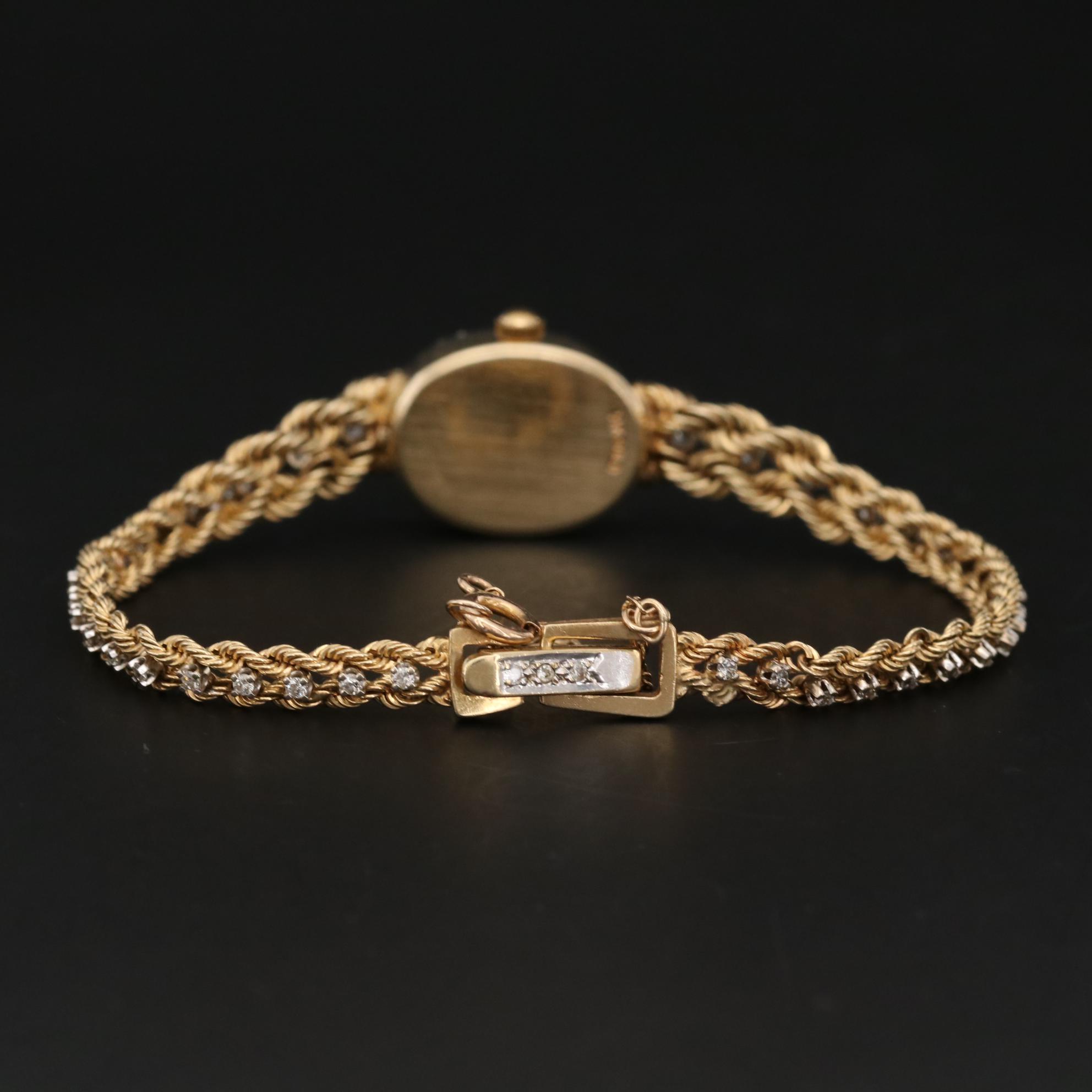 Vintage Pulsar 14K Yellow Gold Diamond Quartz Watch