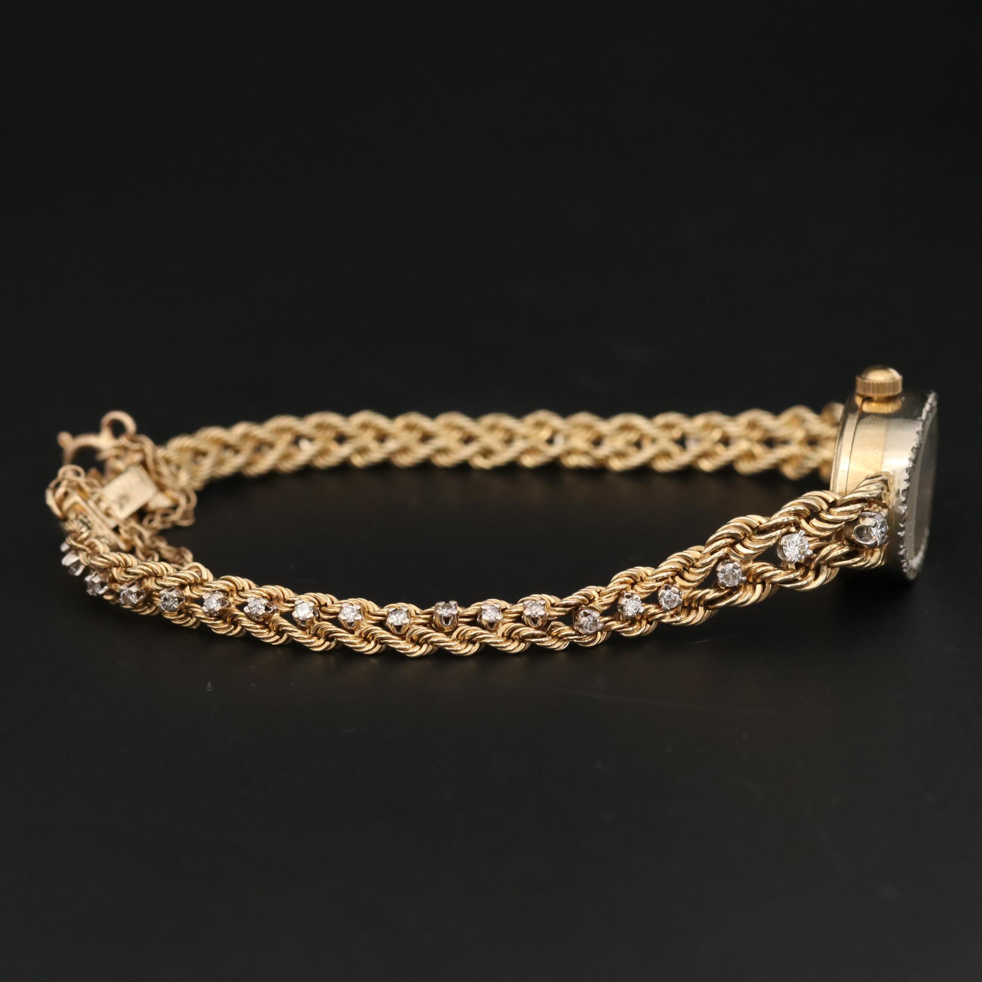 Vintage Pulsar 14K Yellow Gold Diamond Quartz Watch