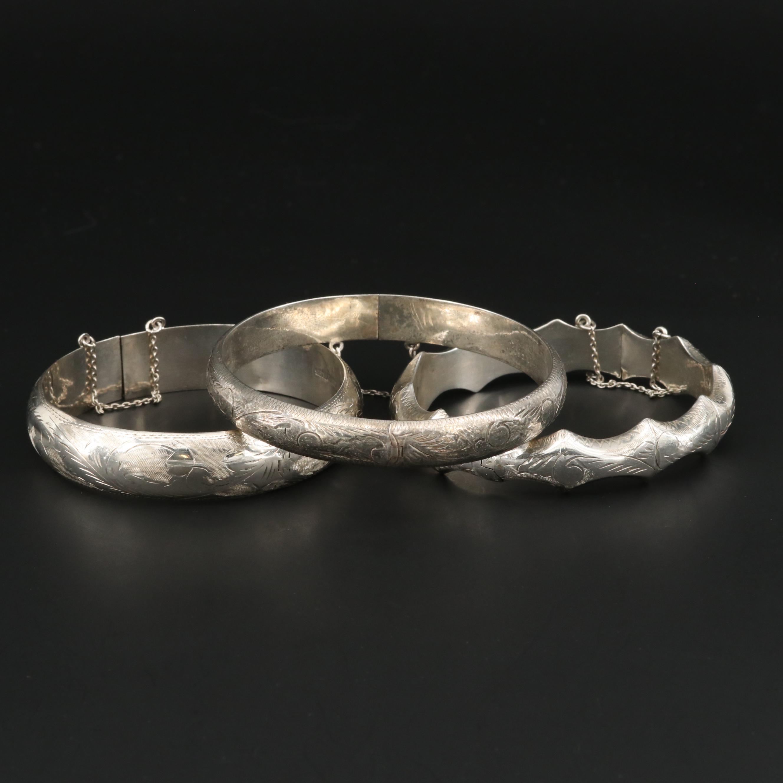 Sterling Silver Hinged Bangle Bracelets