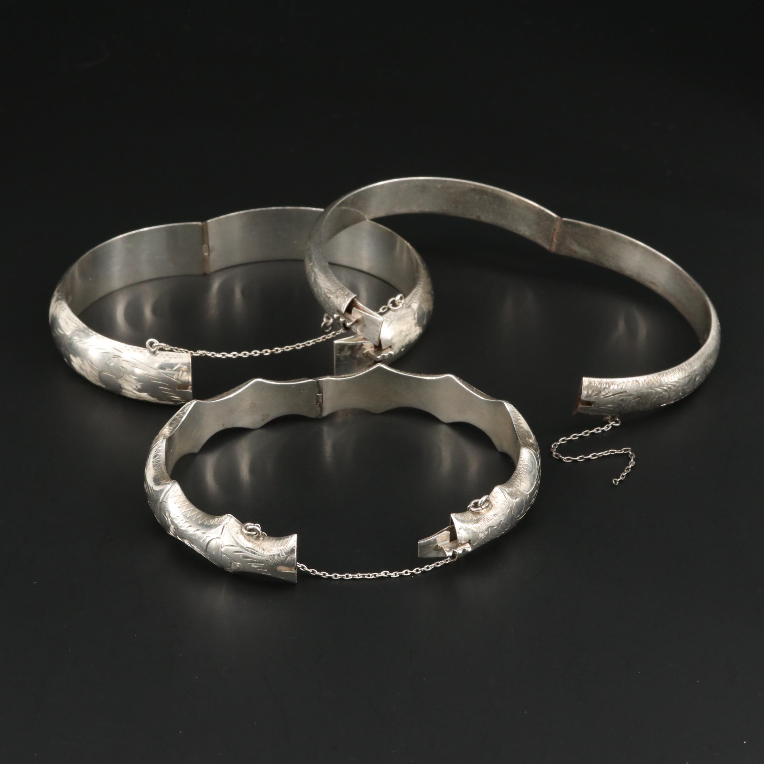 Sterling Silver Hinged Bangle Bracelets