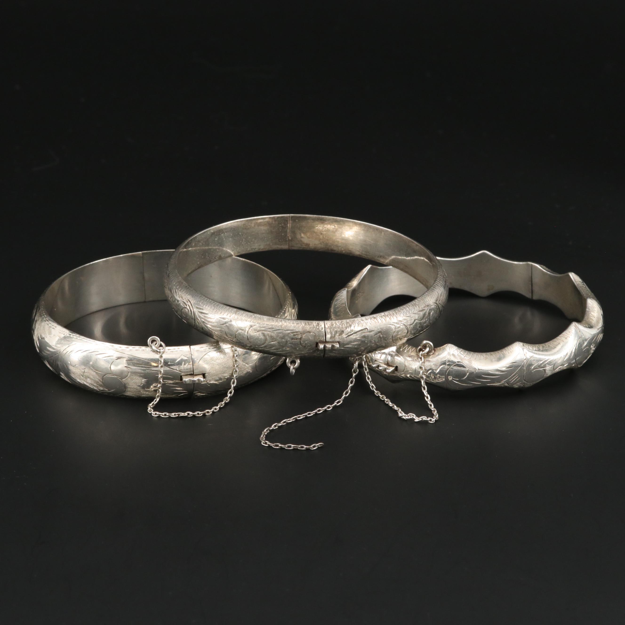 Sterling Silver Hinged Bangle Bracelets