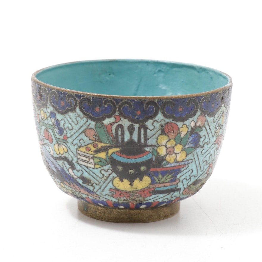 Chinese Cloisonné Enamel Rice Bowl, Late 19th/Early 20th Century