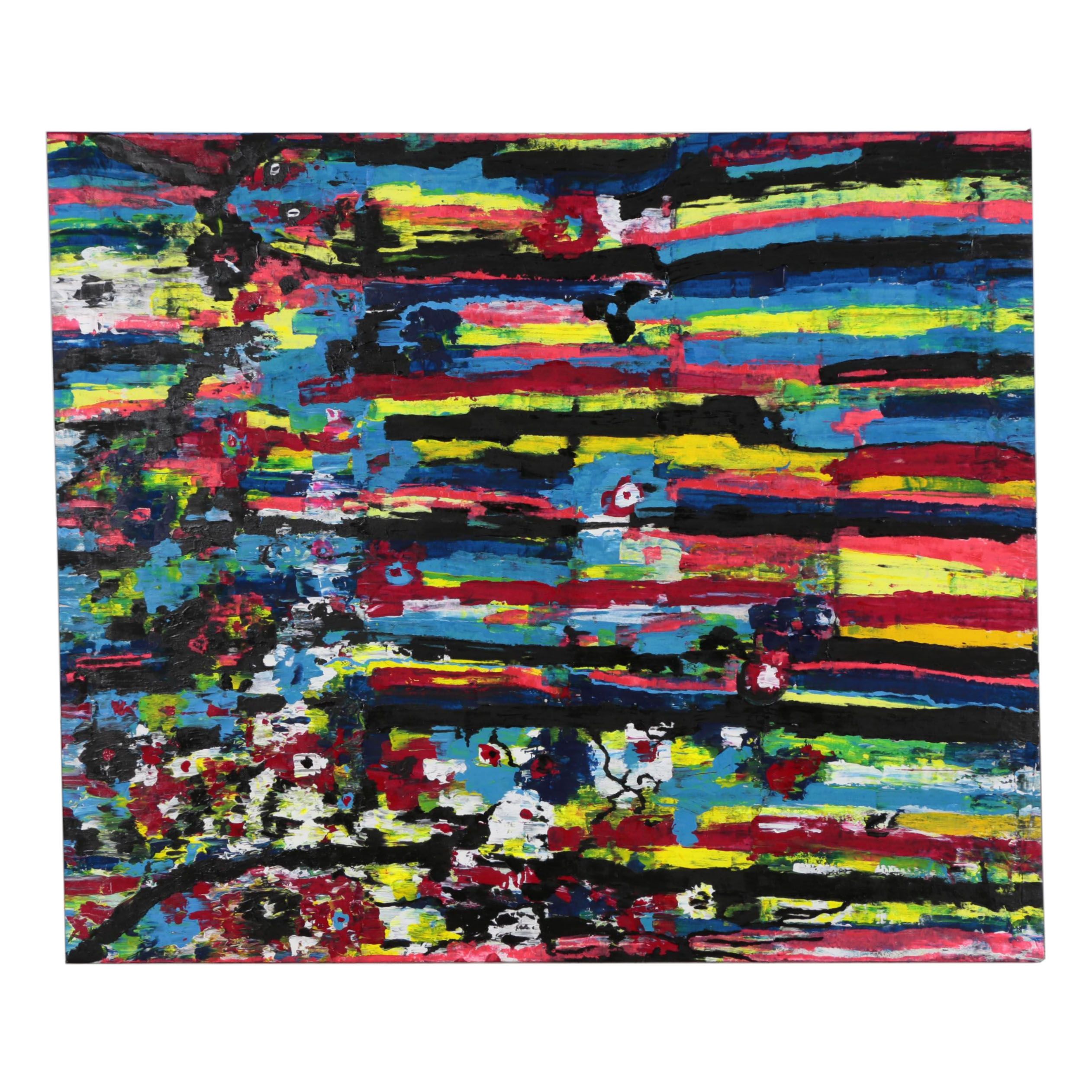 Anthony Frommeyer Monumental Mixed Media Painting on Denim