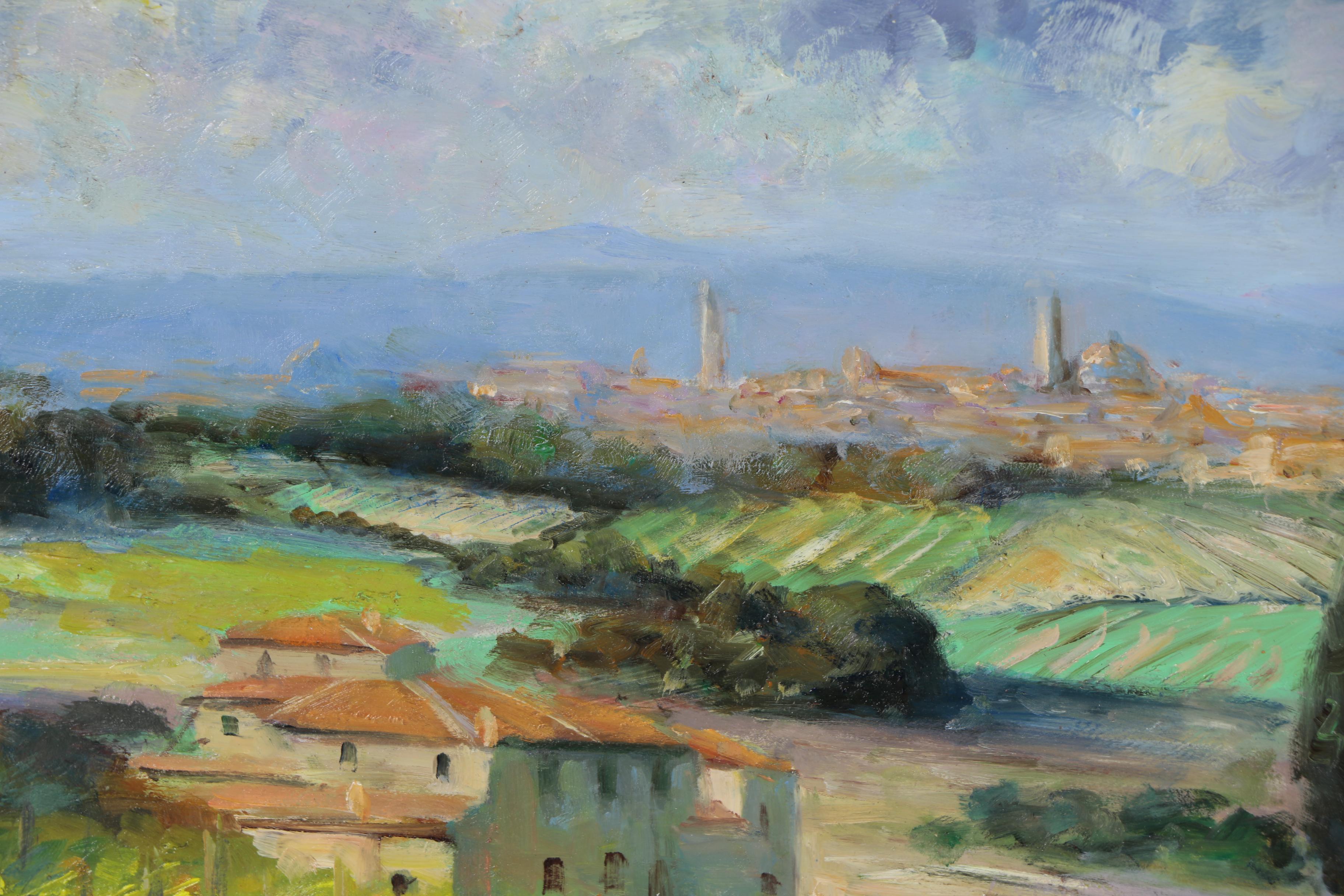 Nino Pippa Oil Painting "Tuscan Landscape - Siena Skyline"