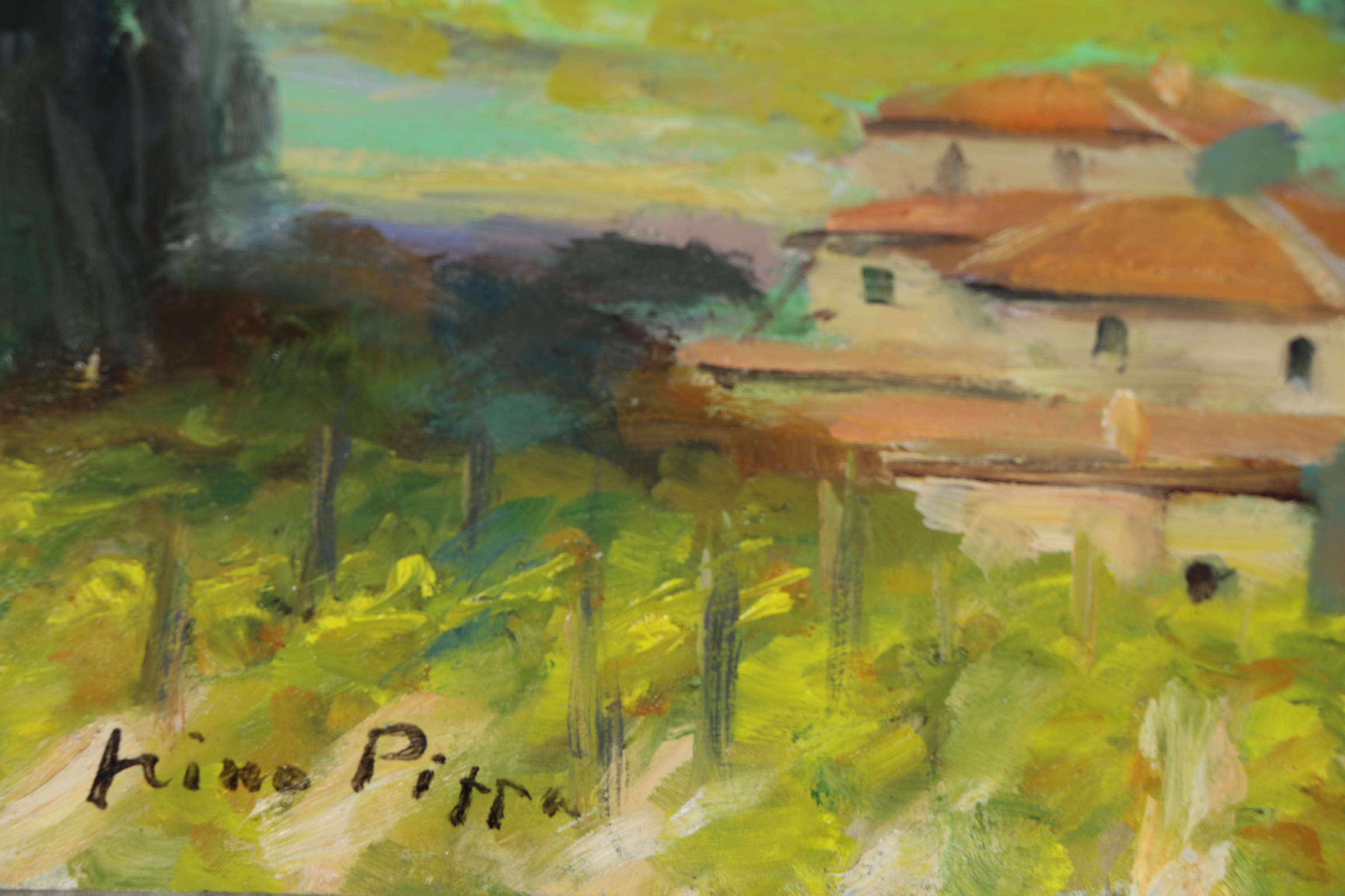 Nino Pippa Oil Painting "Tuscan Landscape - Siena Skyline"