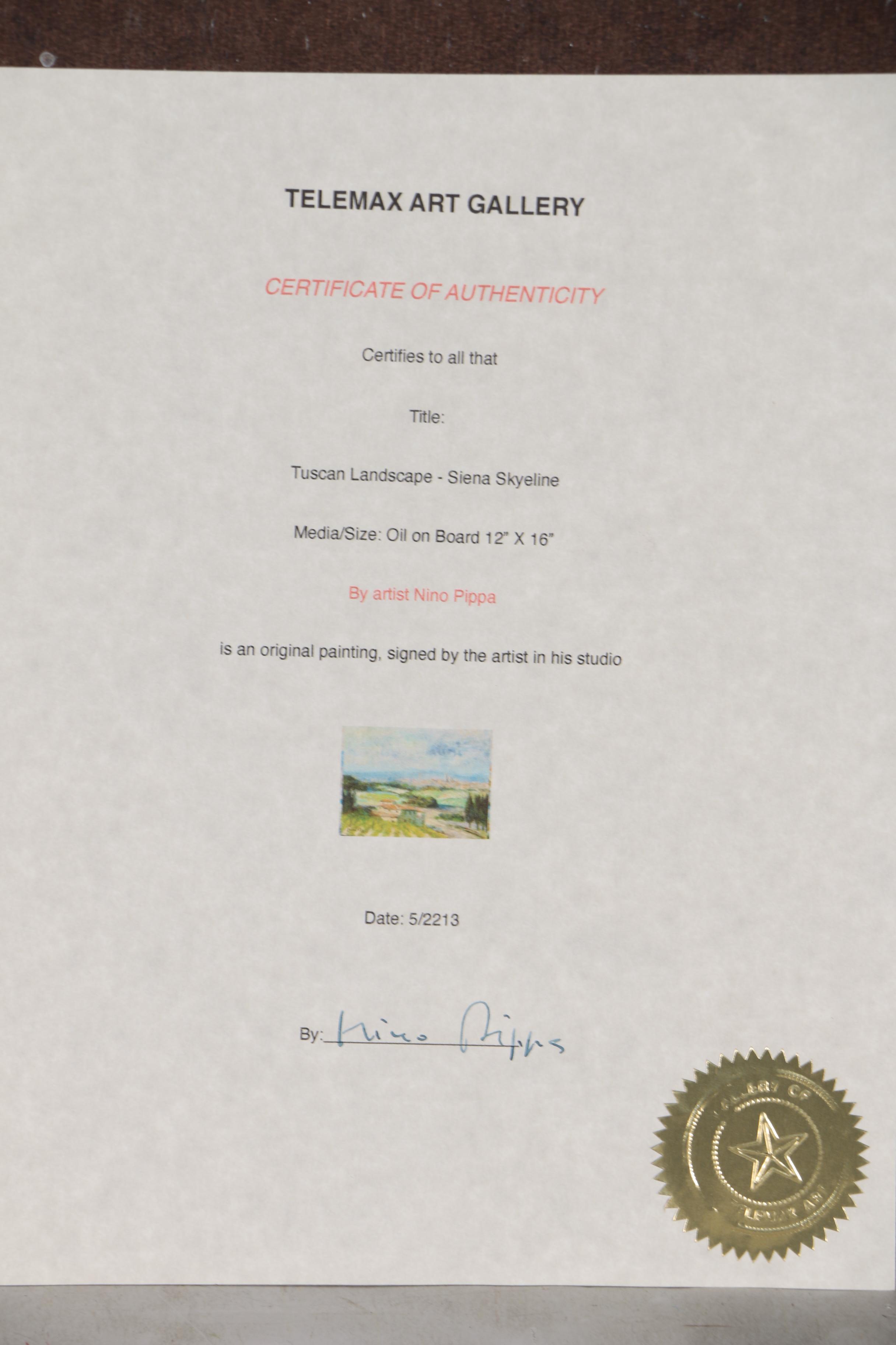 Nino Pippa Oil Painting "Tuscan Landscape - Siena Skyline"