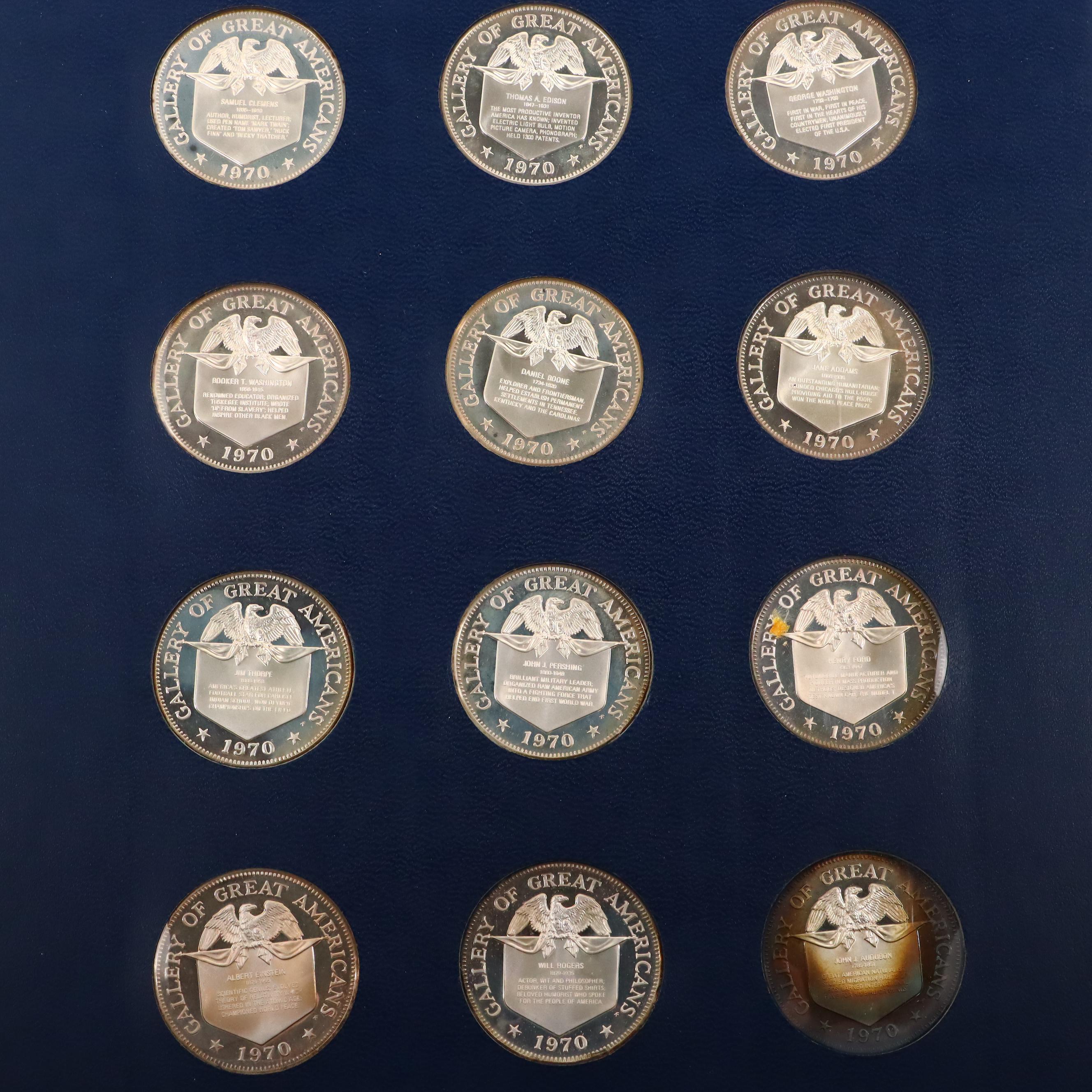Collection of Franklin Mint "Gallery of Great Americans" Sterling Silver Medals