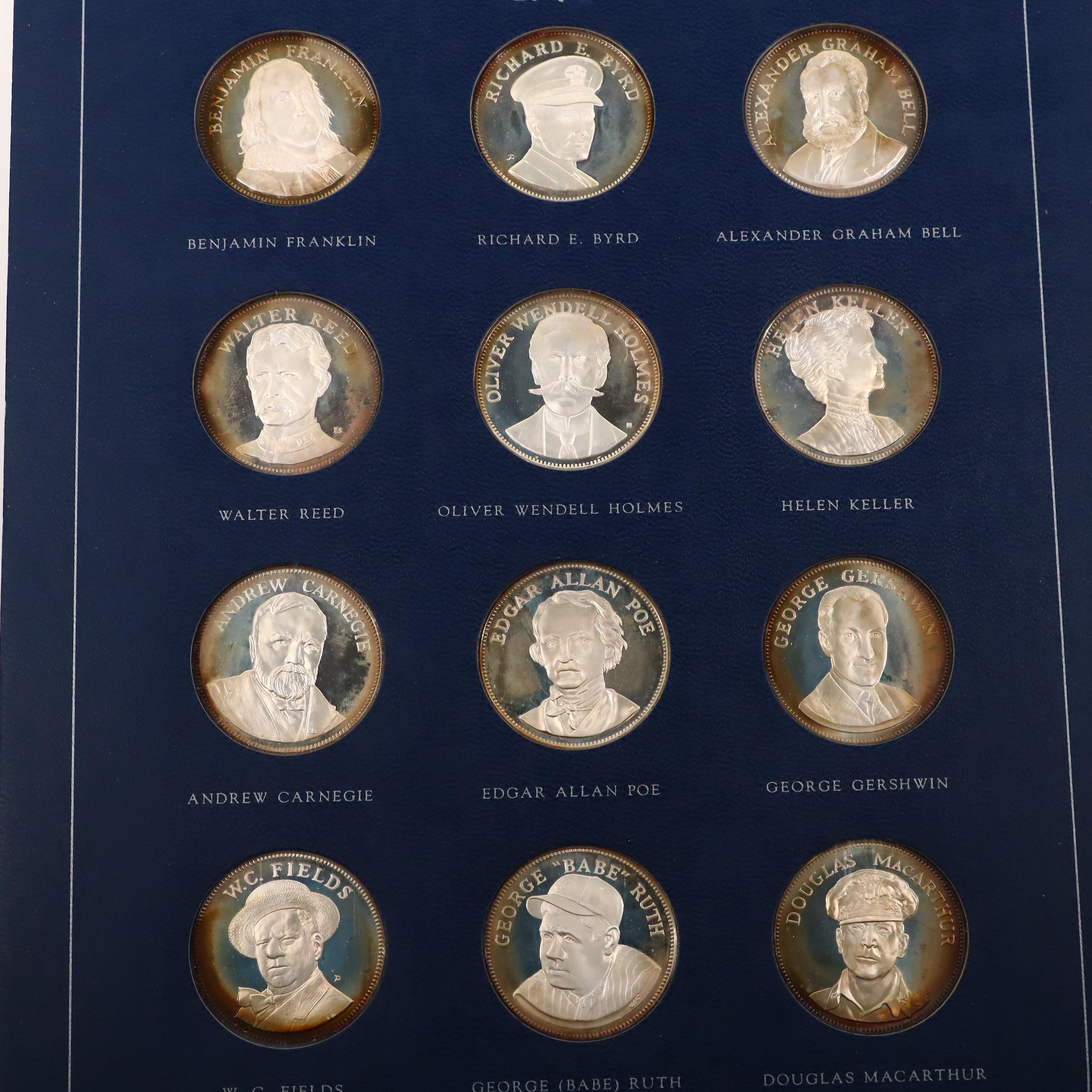 Collection of Franklin Mint "Gallery of Great Americans" Sterling Silver Medals