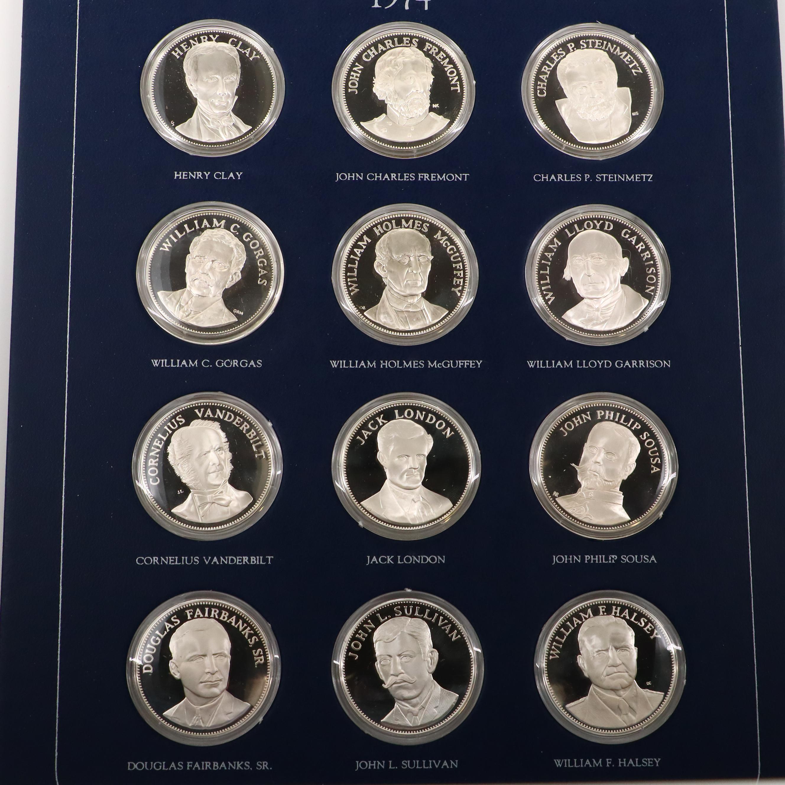 Collection of Franklin Mint "Gallery of Great Americans" Sterling Silver Medals