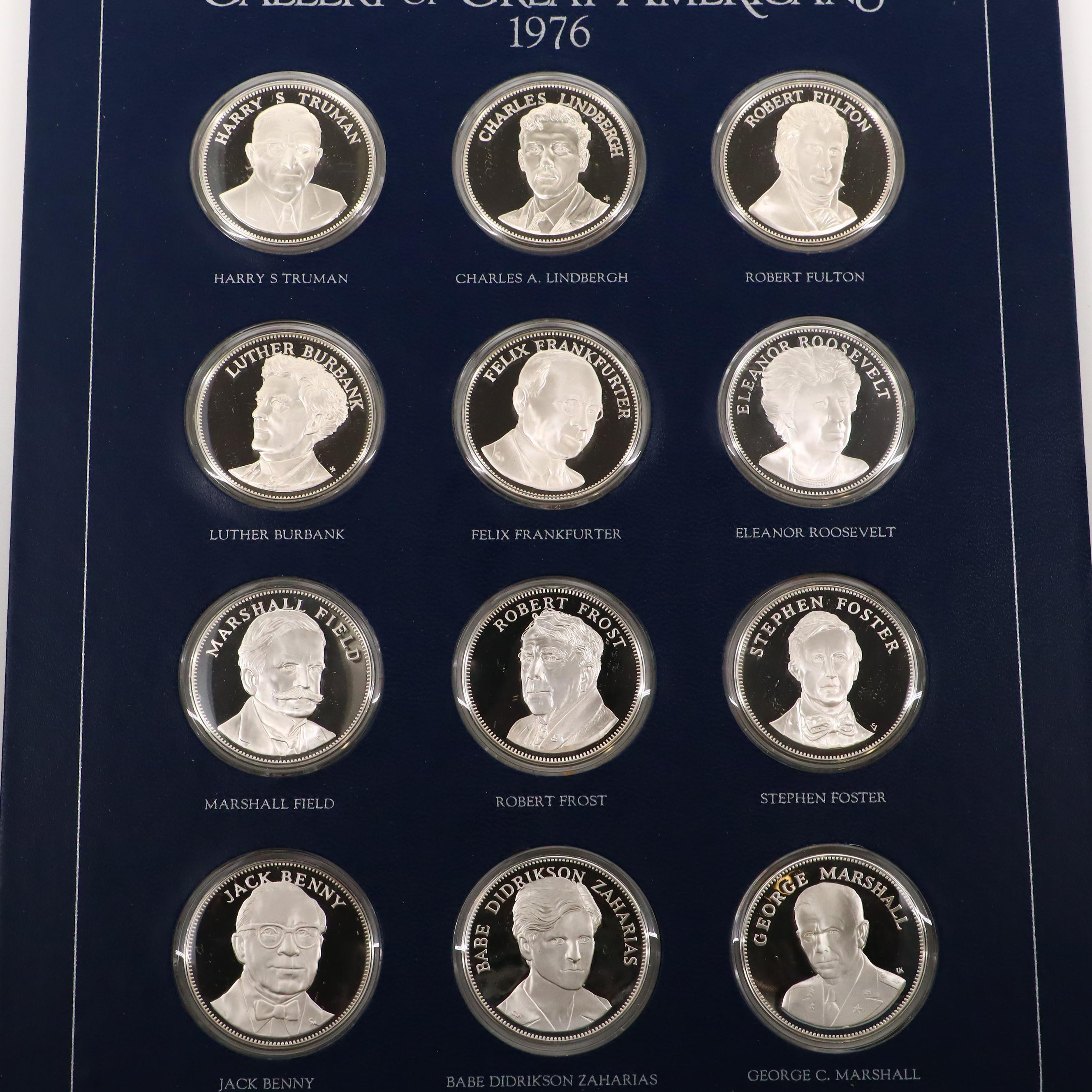 Collection of Franklin Mint "Gallery of Great Americans" Sterling Silver Medals