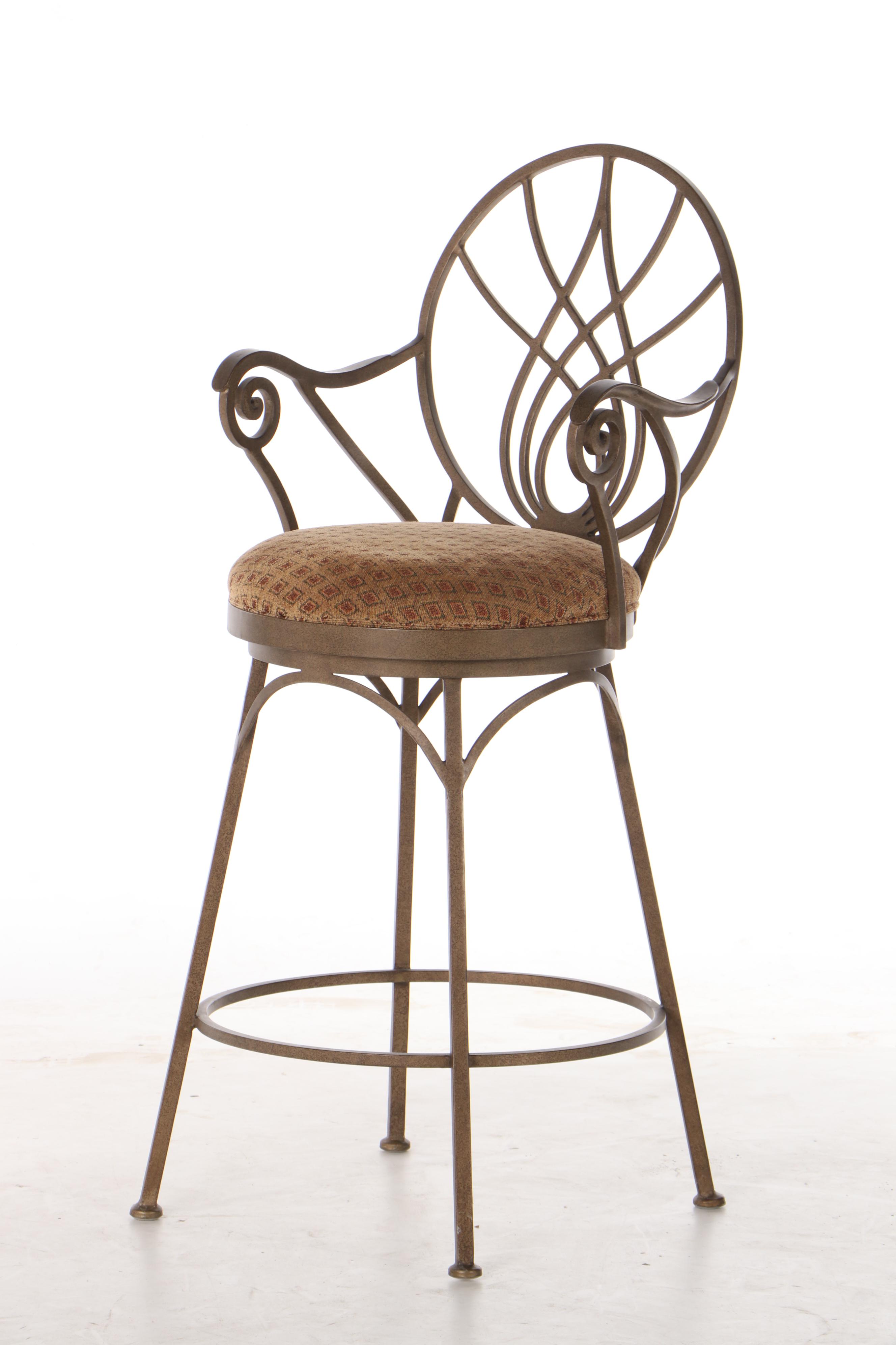 Four Swivel Wrought Metal Bar Stools, Late 20th Century
