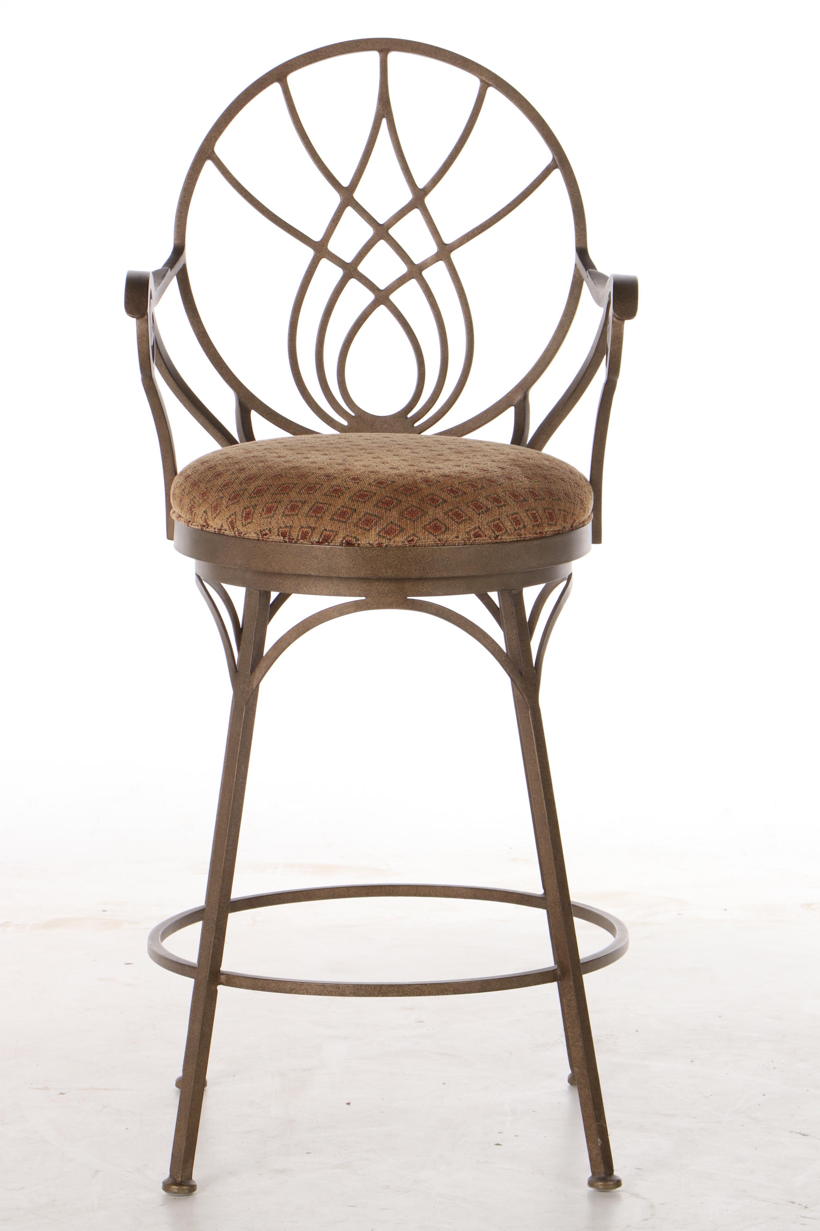 Four Swivel Wrought Metal Bar Stools, Late 20th Century