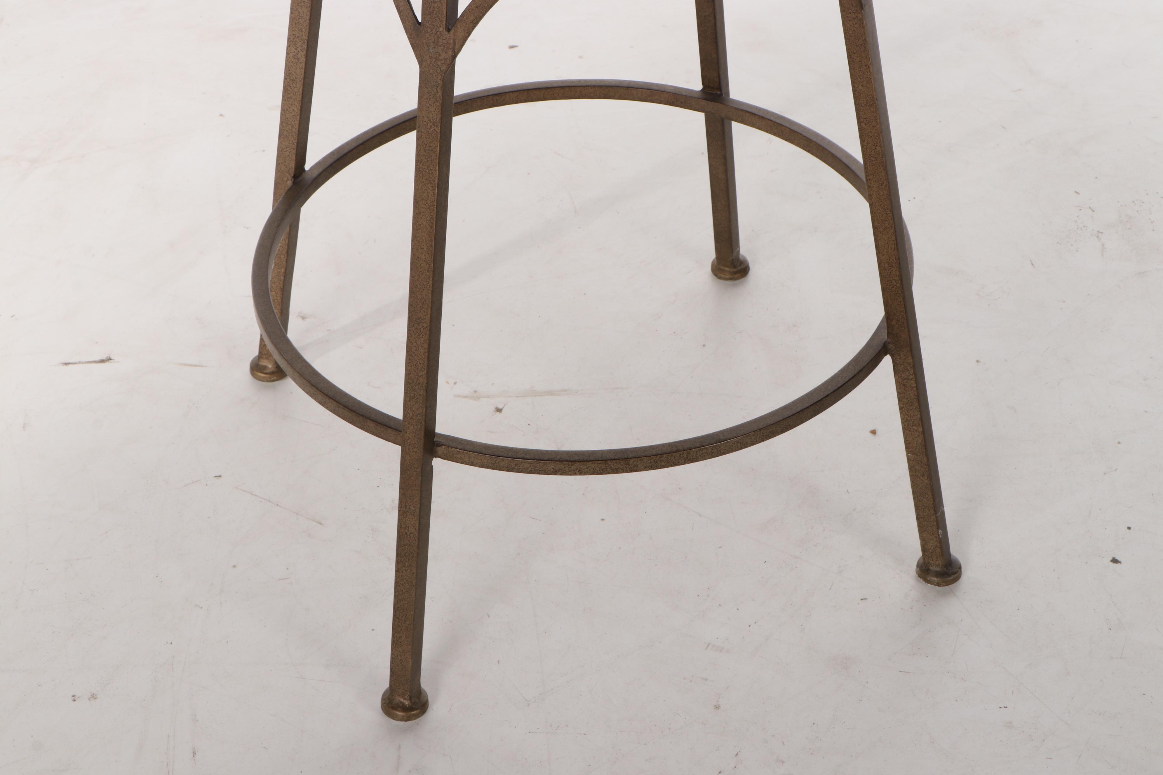 Four Swivel Wrought Metal Bar Stools, Late 20th Century