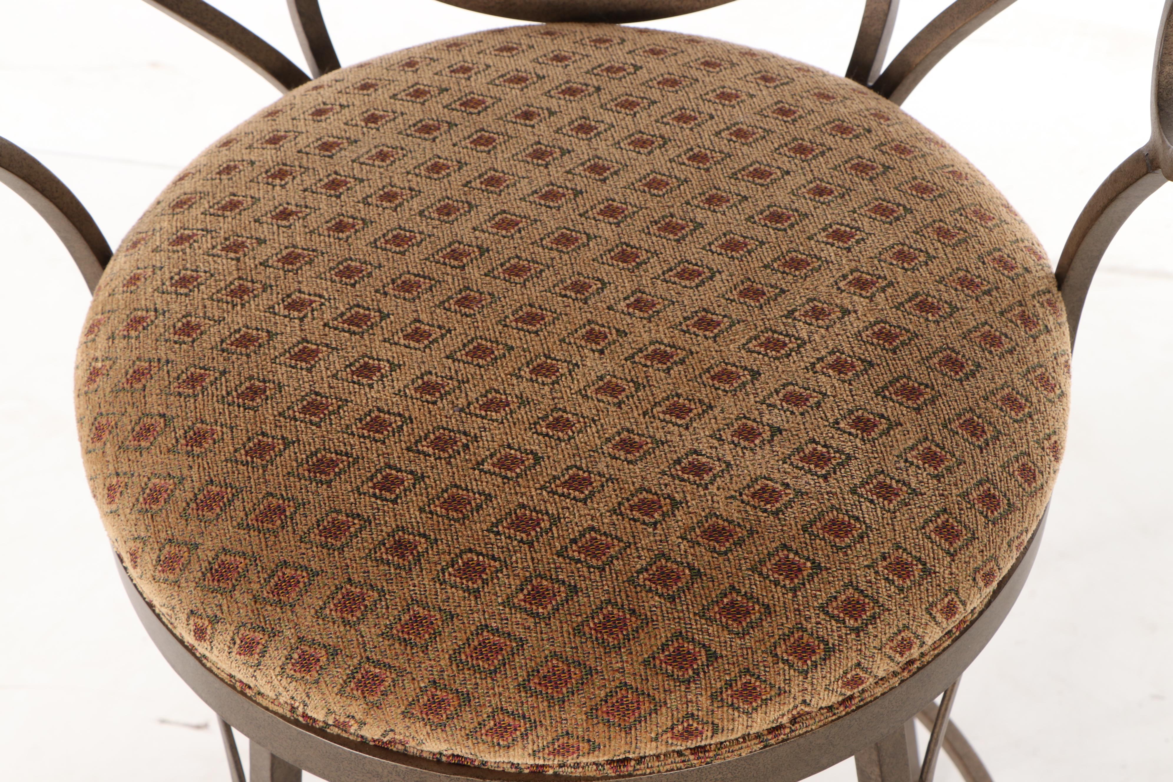 Four Swivel Wrought Metal Bar Stools, Late 20th Century