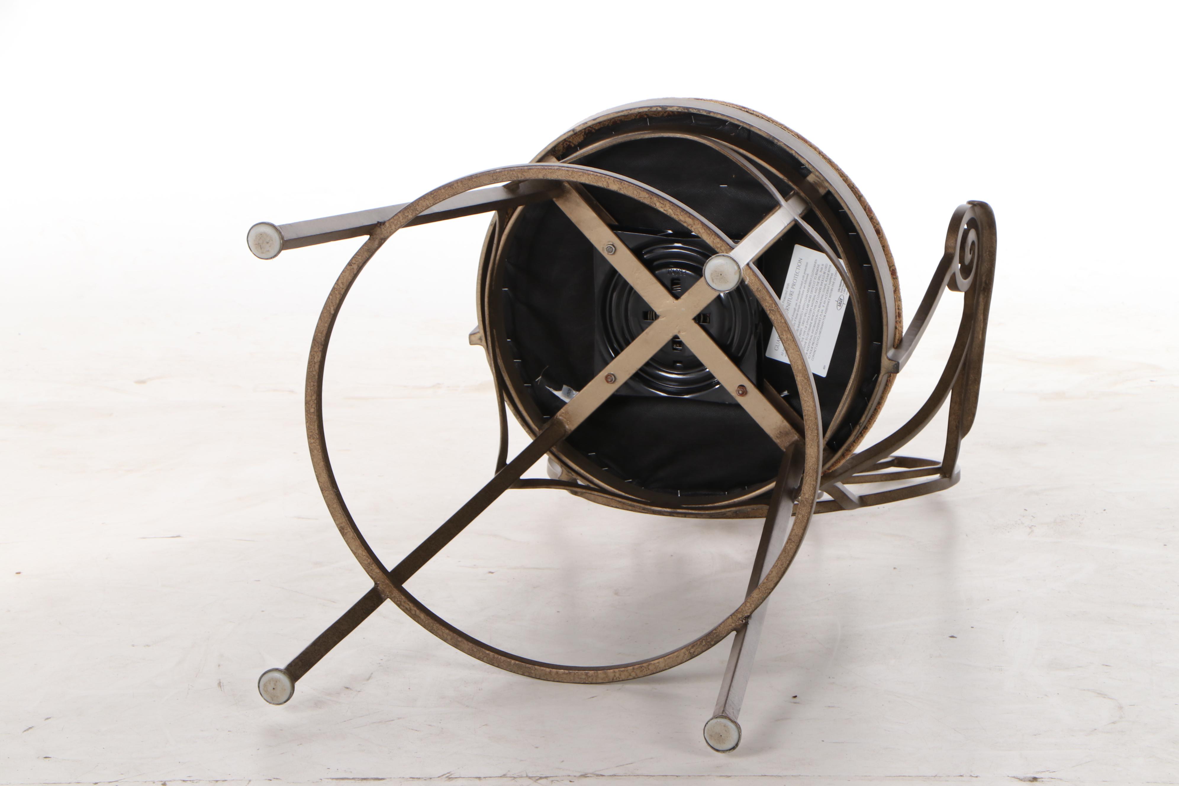 Four Swivel Wrought Metal Bar Stools, Late 20th Century