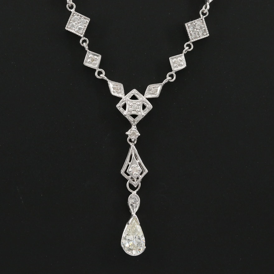 14K White Gold 1.32 CTW Diamond Necklace