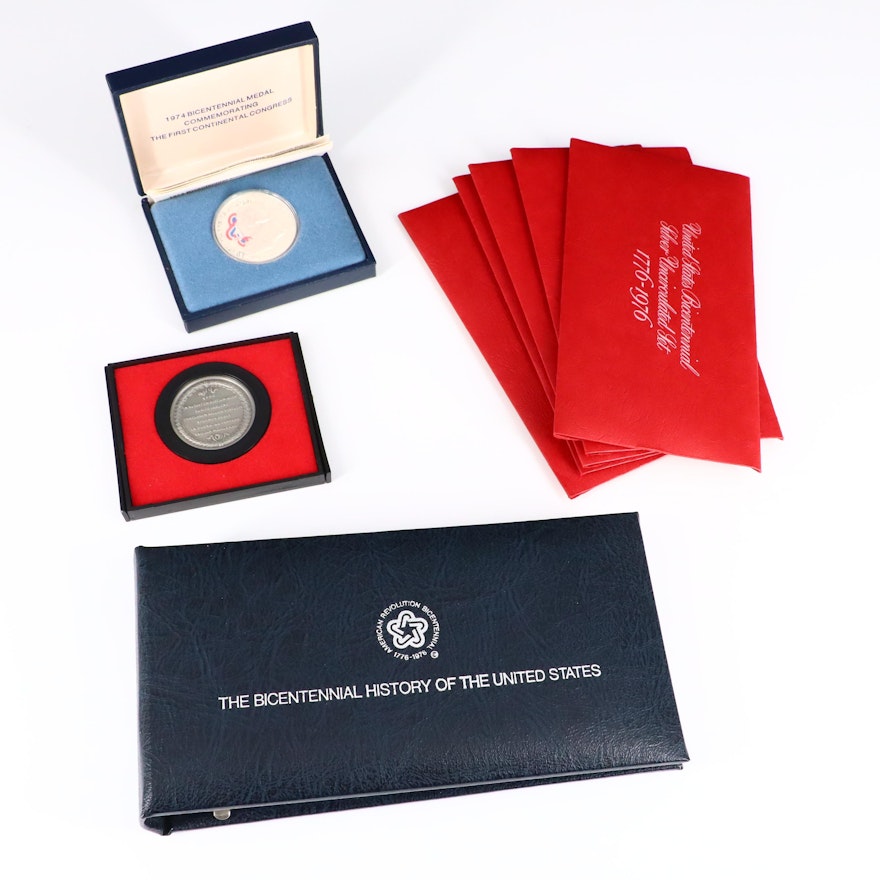 Group of Various U.S. Bicentennial Medals, Coins, and Booklet