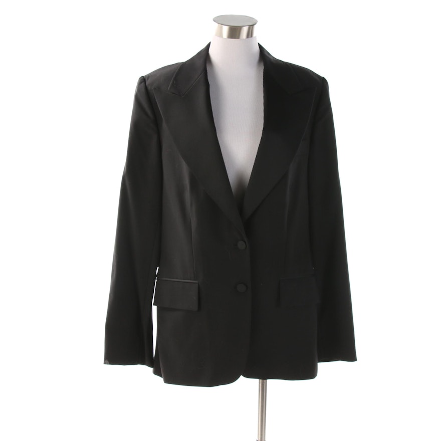 Women's Gucci Tuxedo Style Black Wool Jacket with Silk Lining