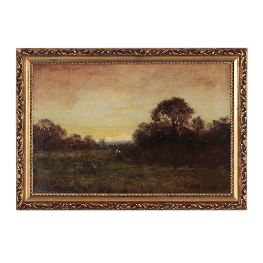 H.M. Seavey Oil Painting of Tonalist Landscape, 20th Century
