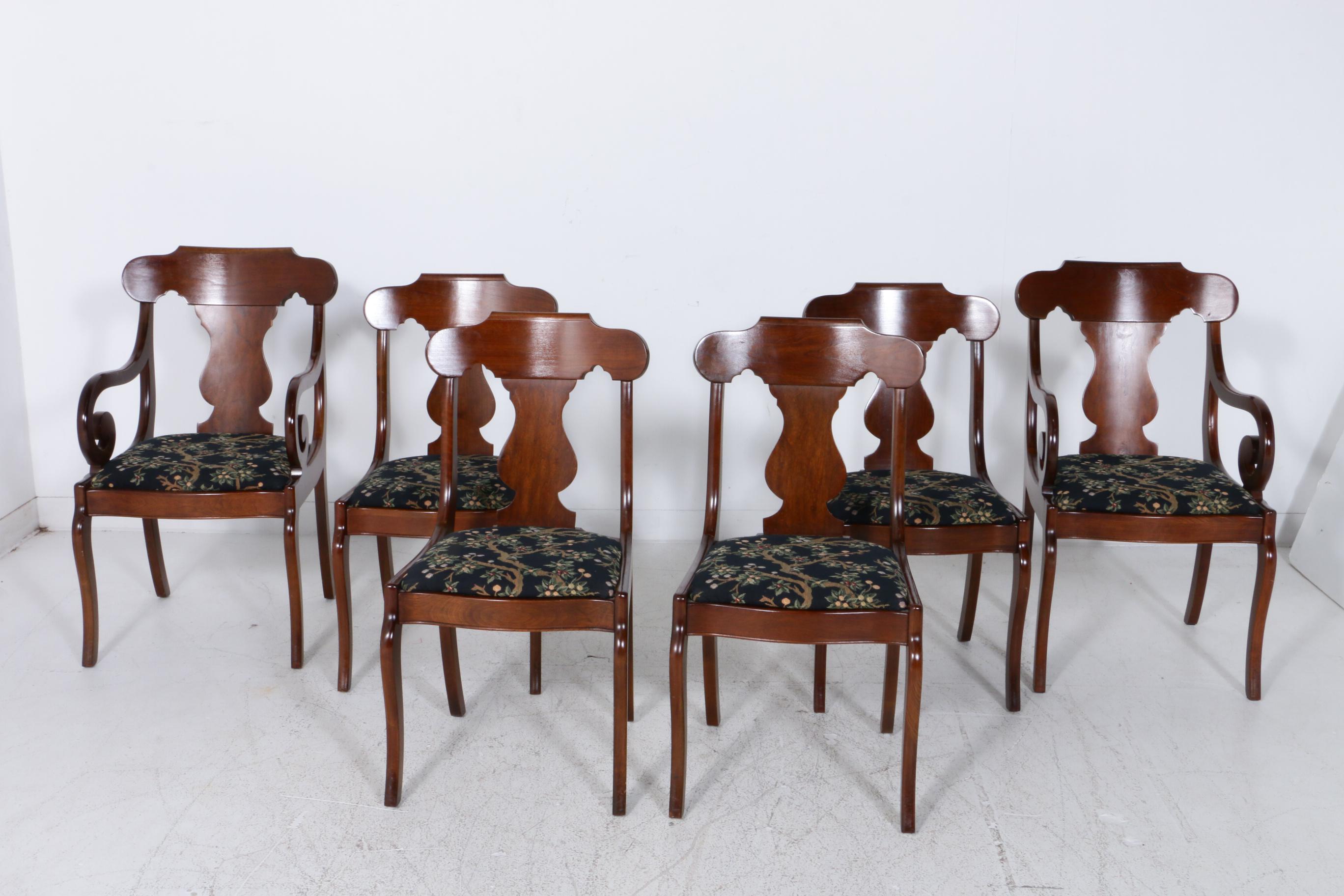 Cherry Queen Anne Style Dining Table and Chairs
