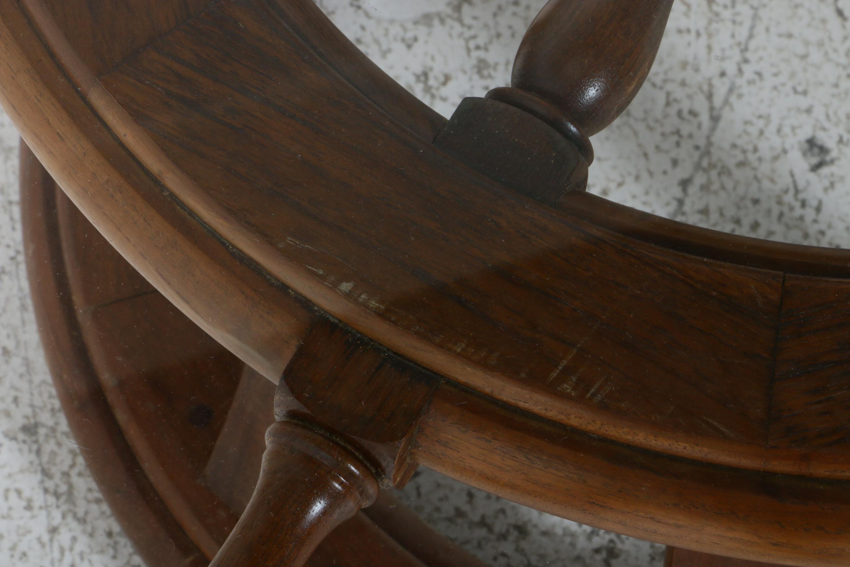 Ship's Wheel Glass Top Coffee Table