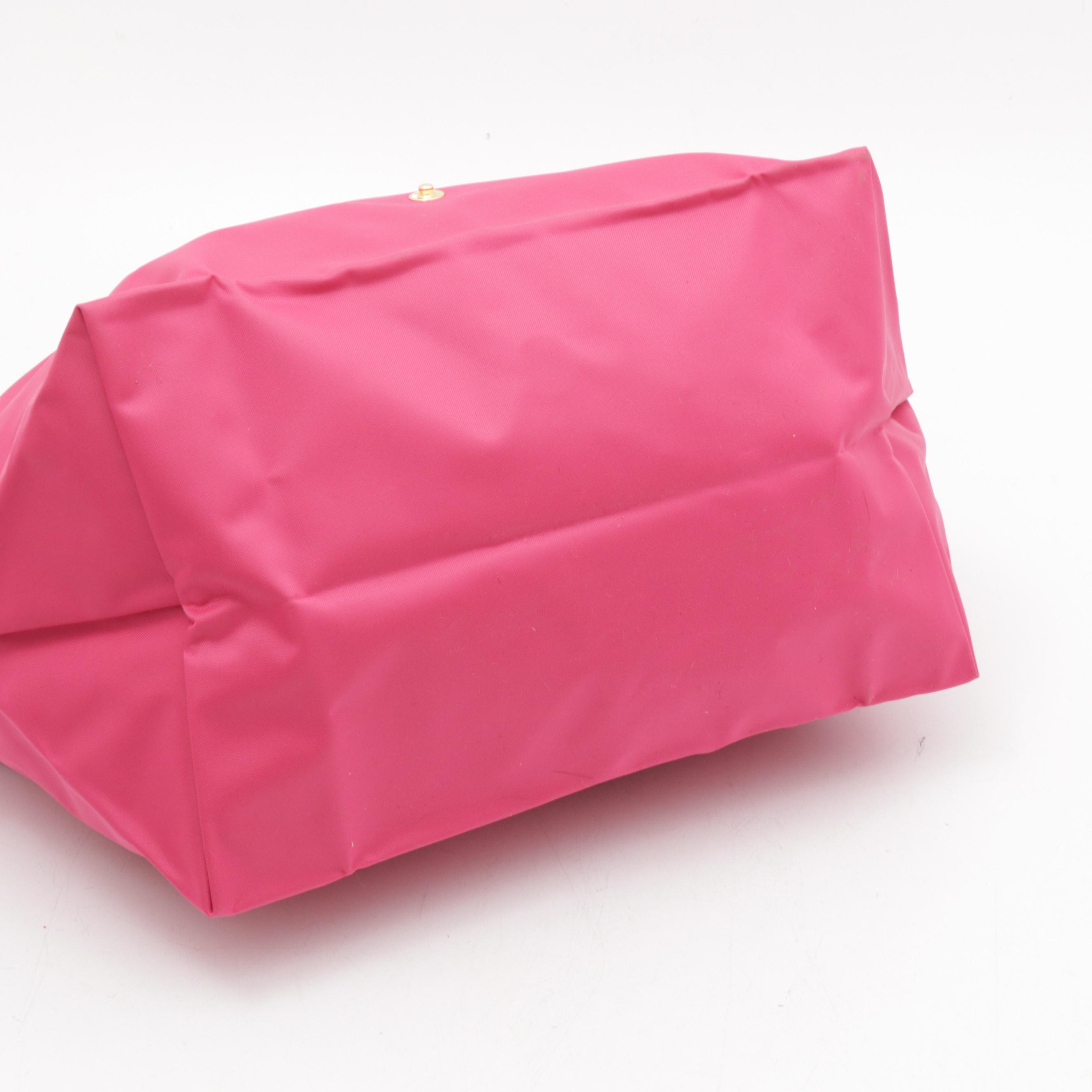 Longchamp Le Pliage Pink Candy Collapsible Nylon and Leather Tote