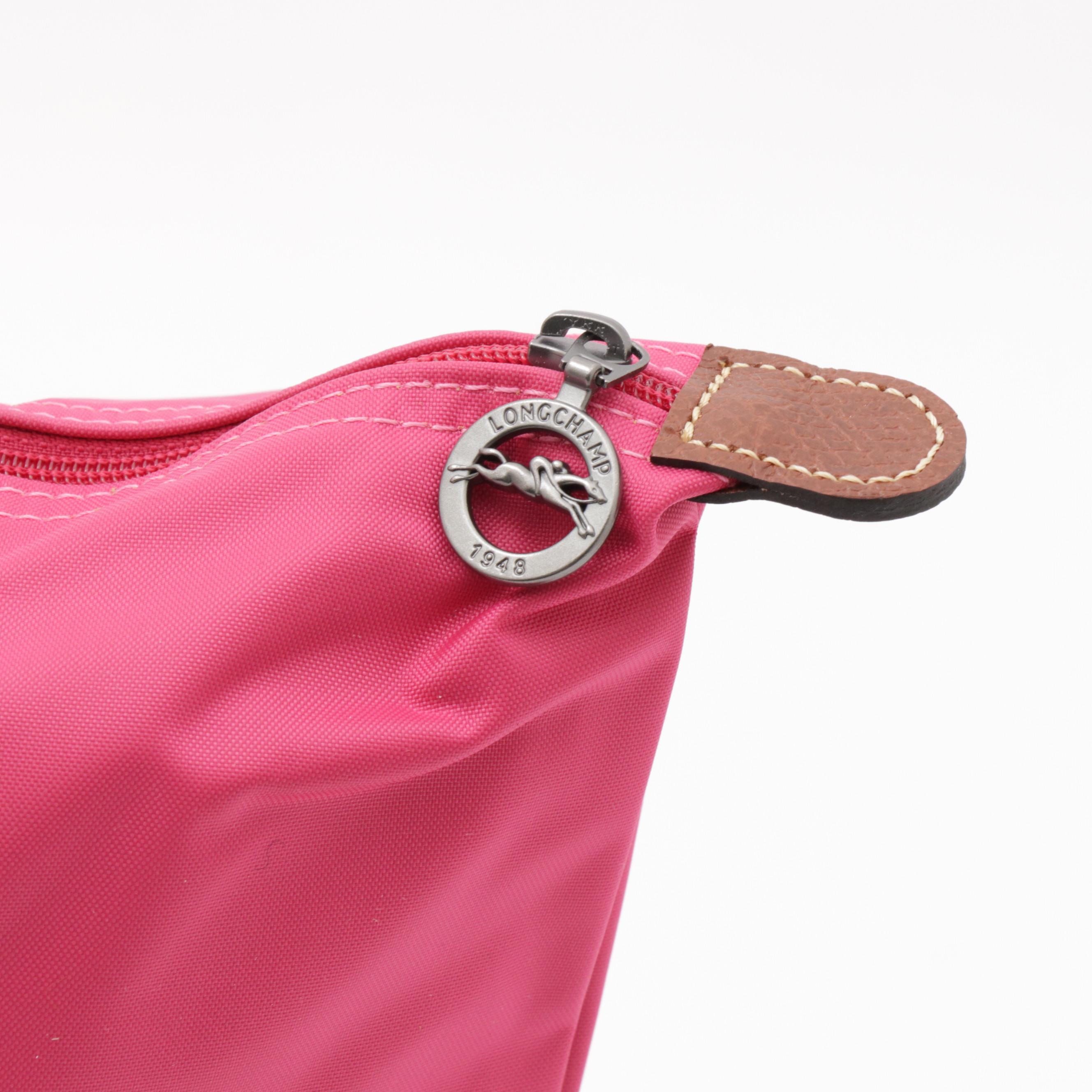 Longchamp Le Pliage Pink Candy Collapsible Nylon and Leather Tote