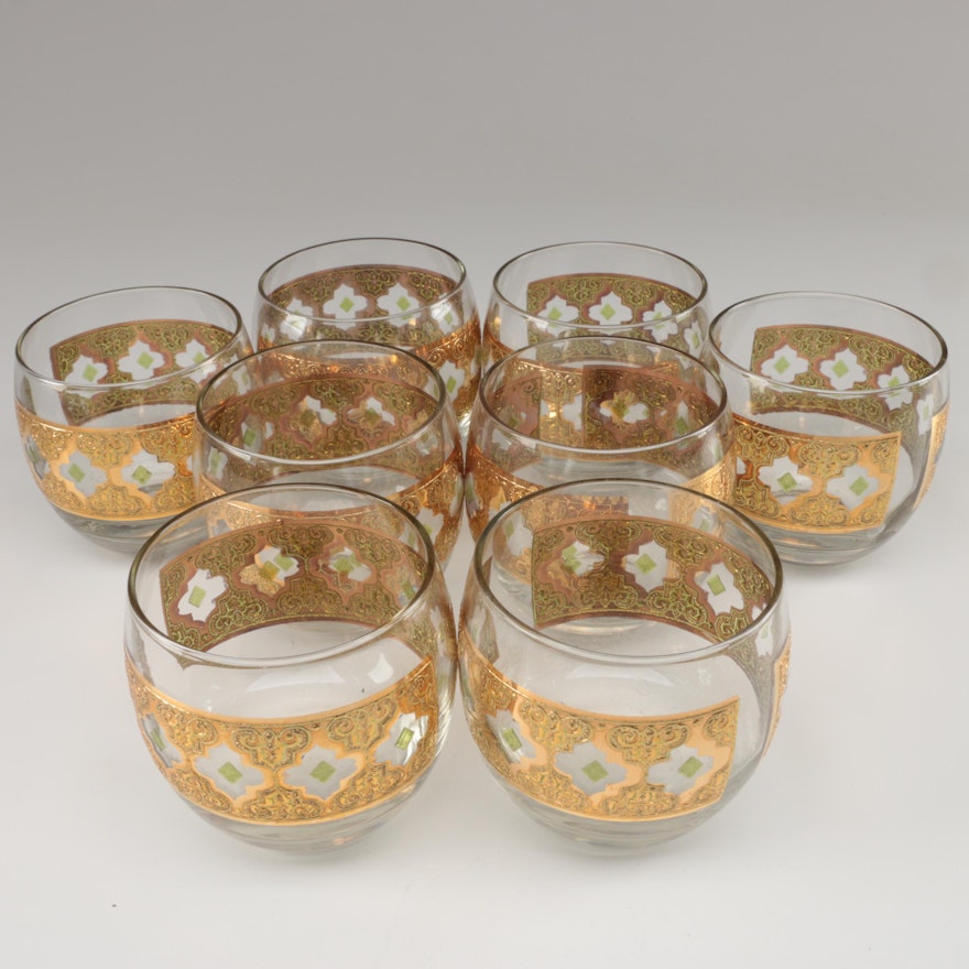 Culver "Valencia" Glass Roly Poly Glasses, Mid-20th Century