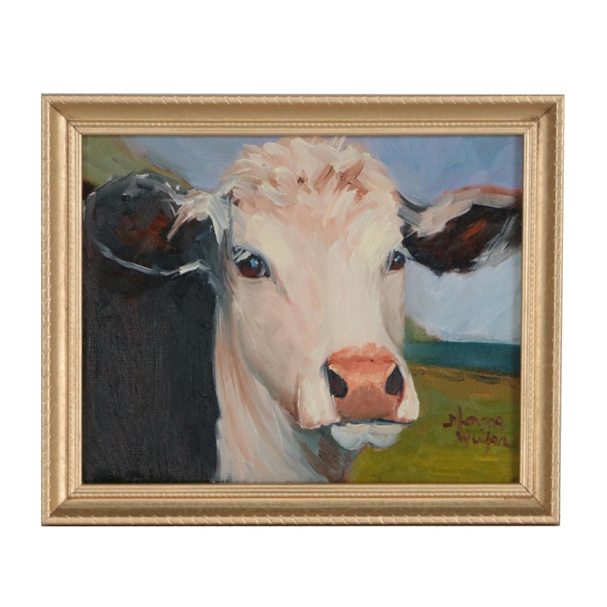 Norma Wilson Cow Portrait Oil Painting