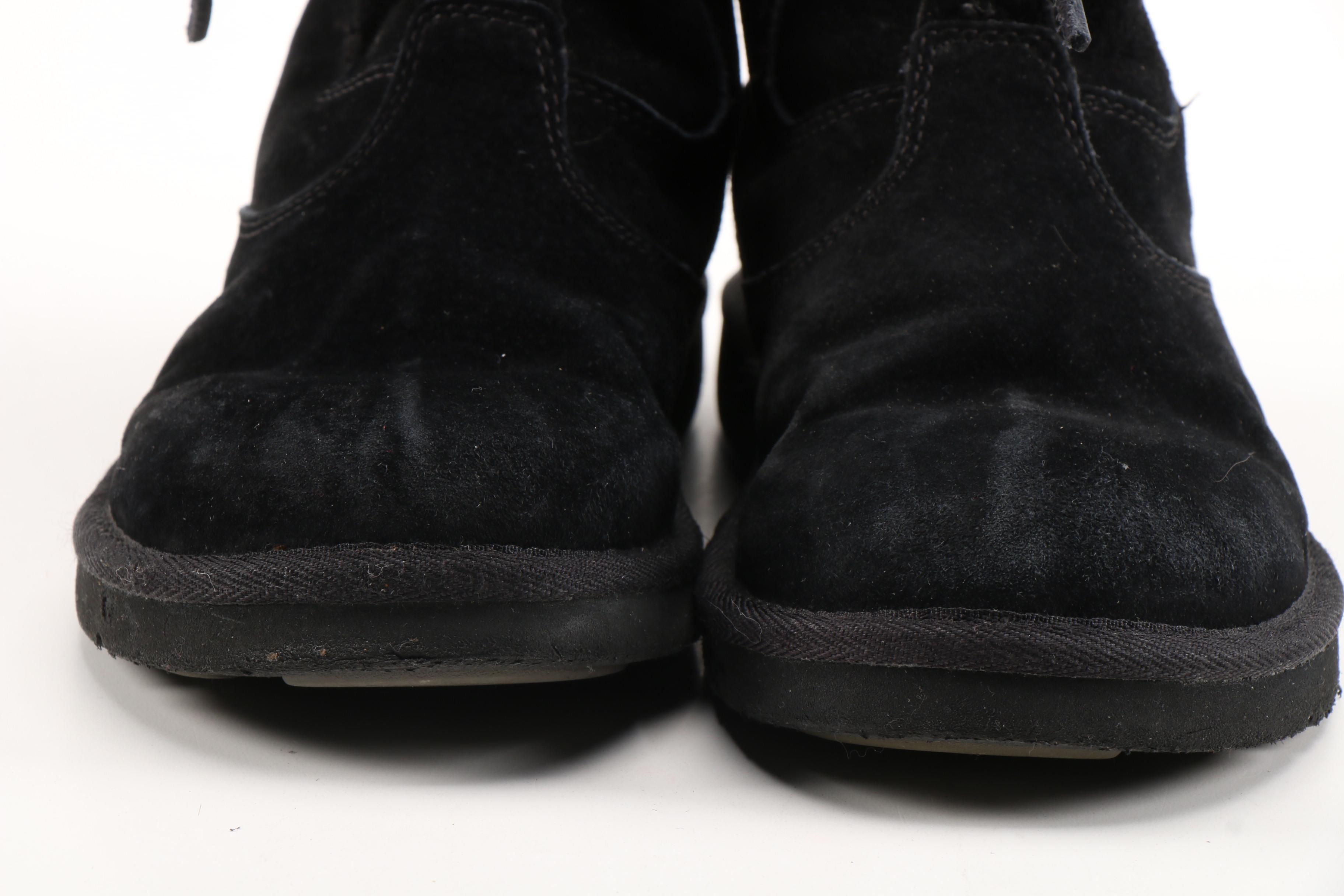 UGG Australia Whitley Tall Black Suede and Shearling Lace-Up Boots