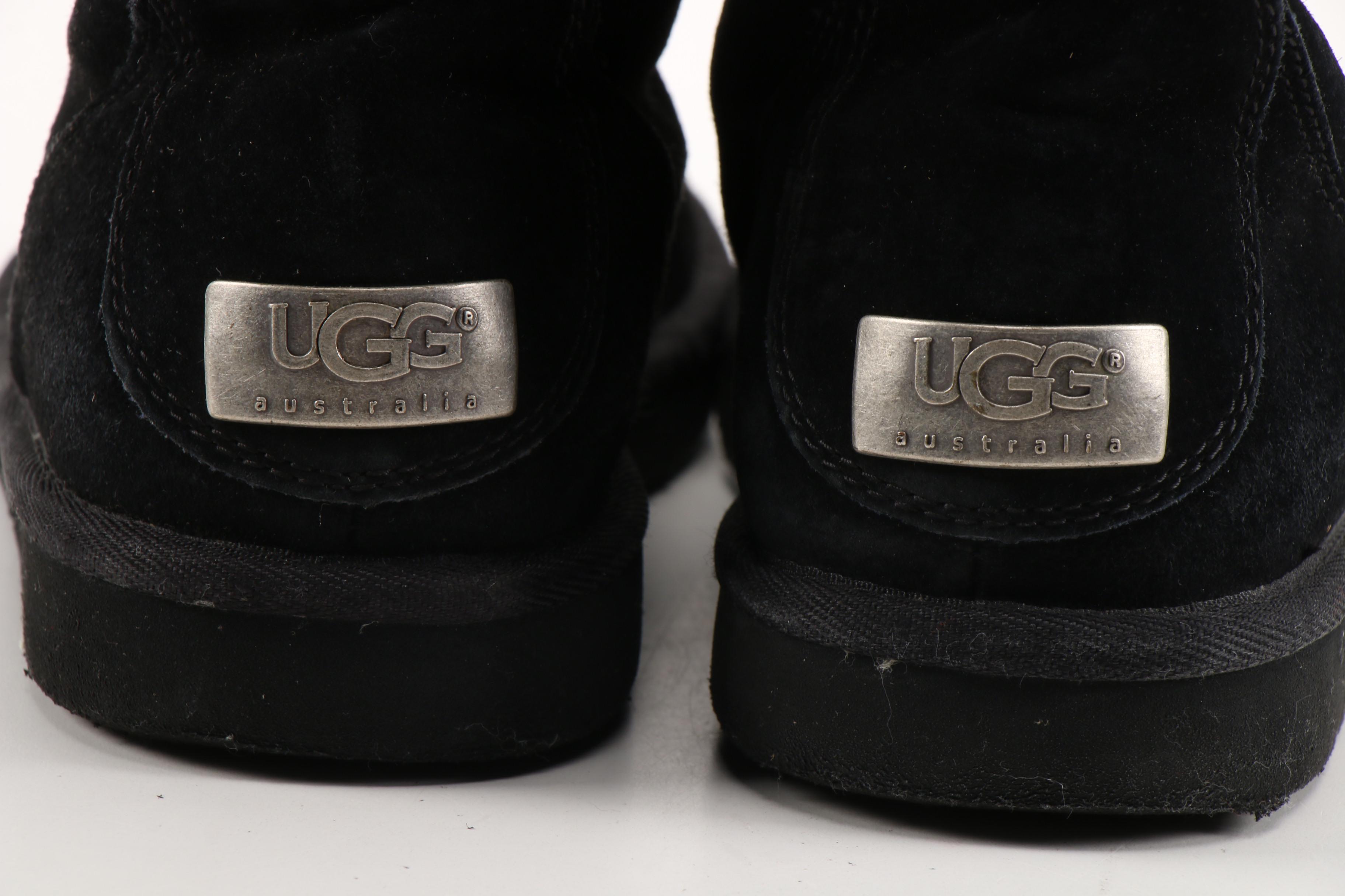 UGG Australia Whitley Tall Black Suede and Shearling Lace-Up Boots