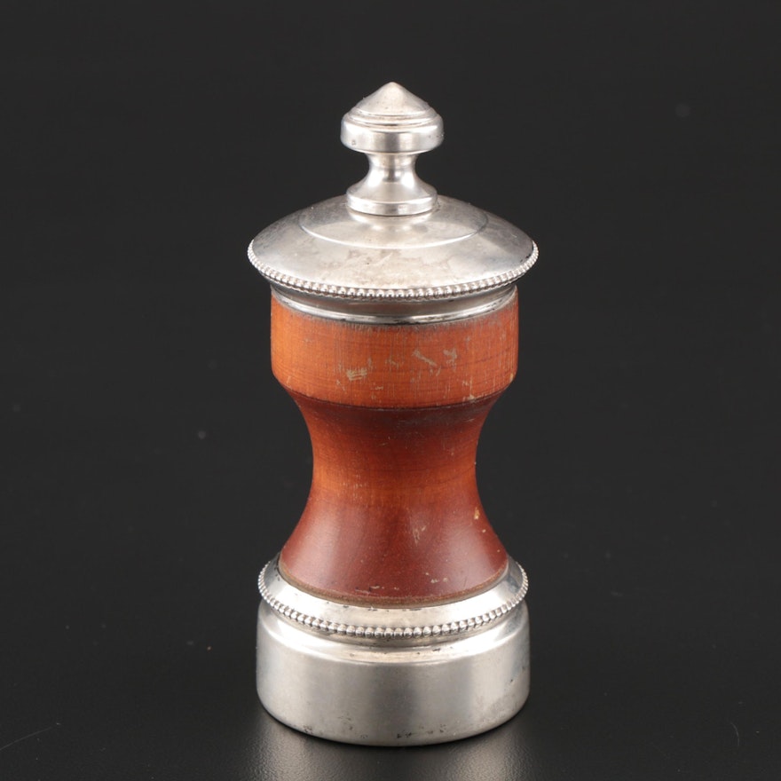 John Hasselbring Sterling Silver and Turned Wood Pepper Mill
