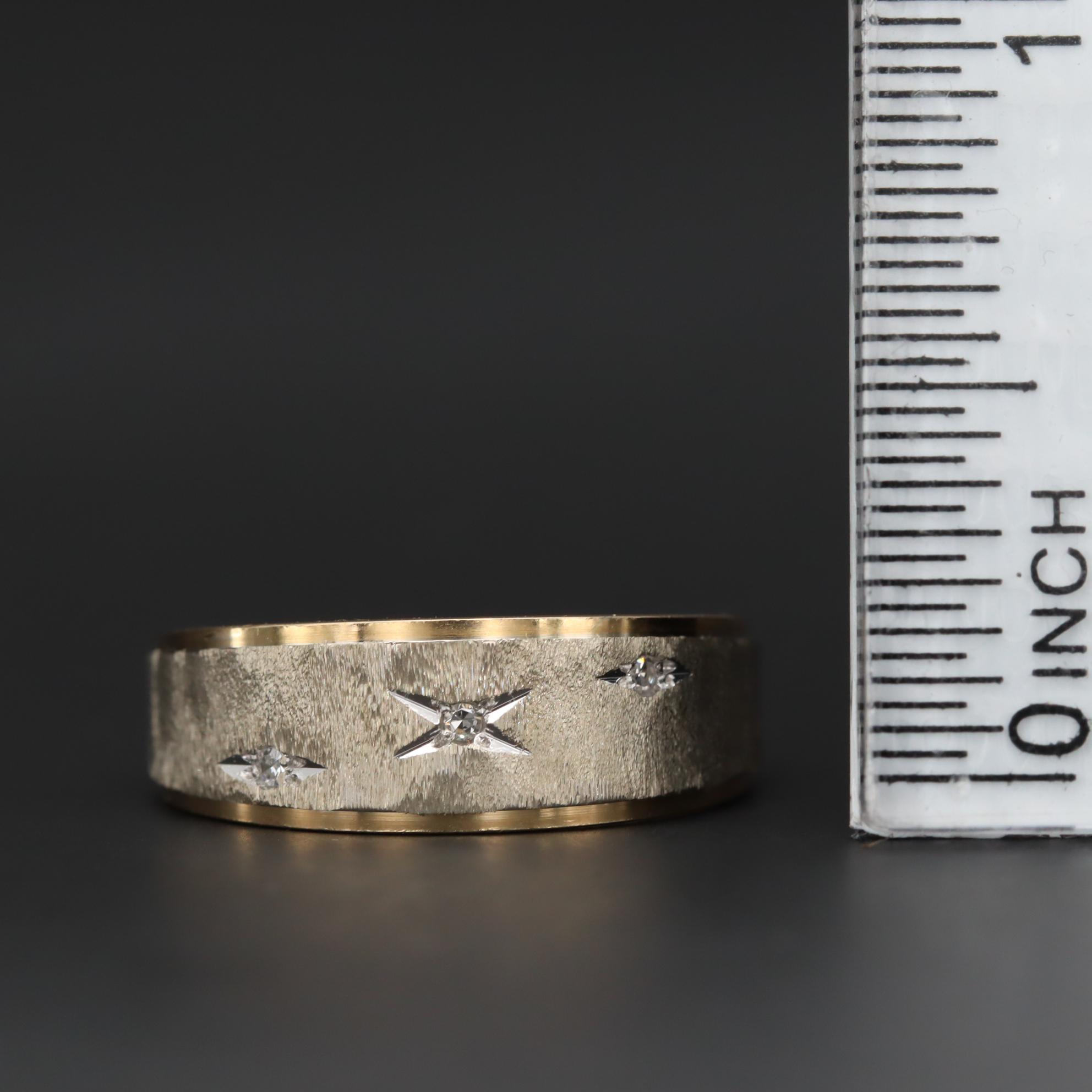 Famor 14K White and Yellow Gold Diamond Textured Ring