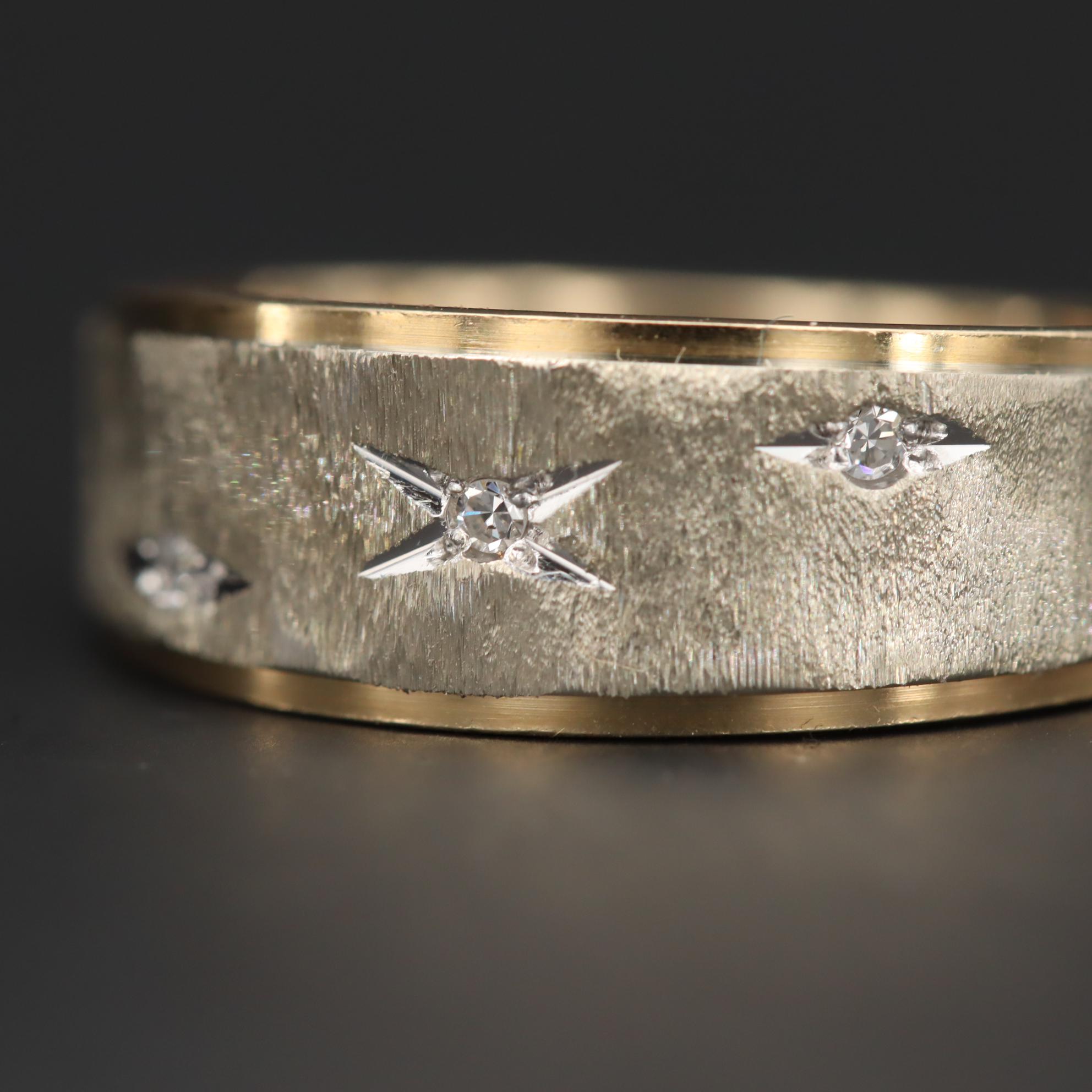 Famor 14K White and Yellow Gold Diamond Textured Ring