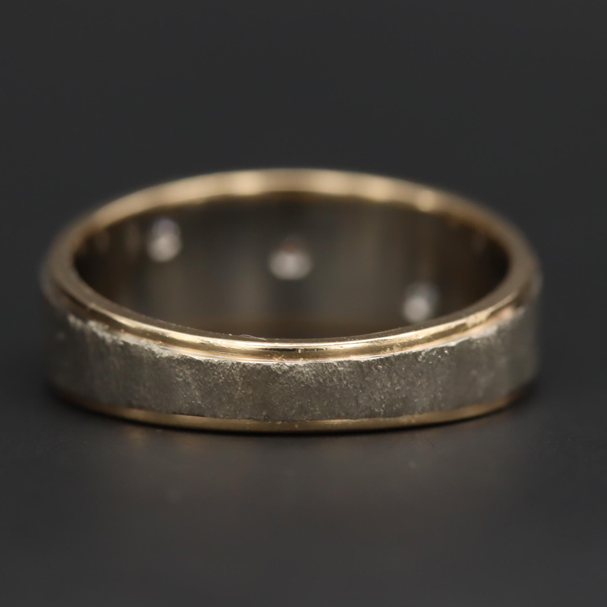 Famor 14K White and Yellow Gold Diamond Textured Ring