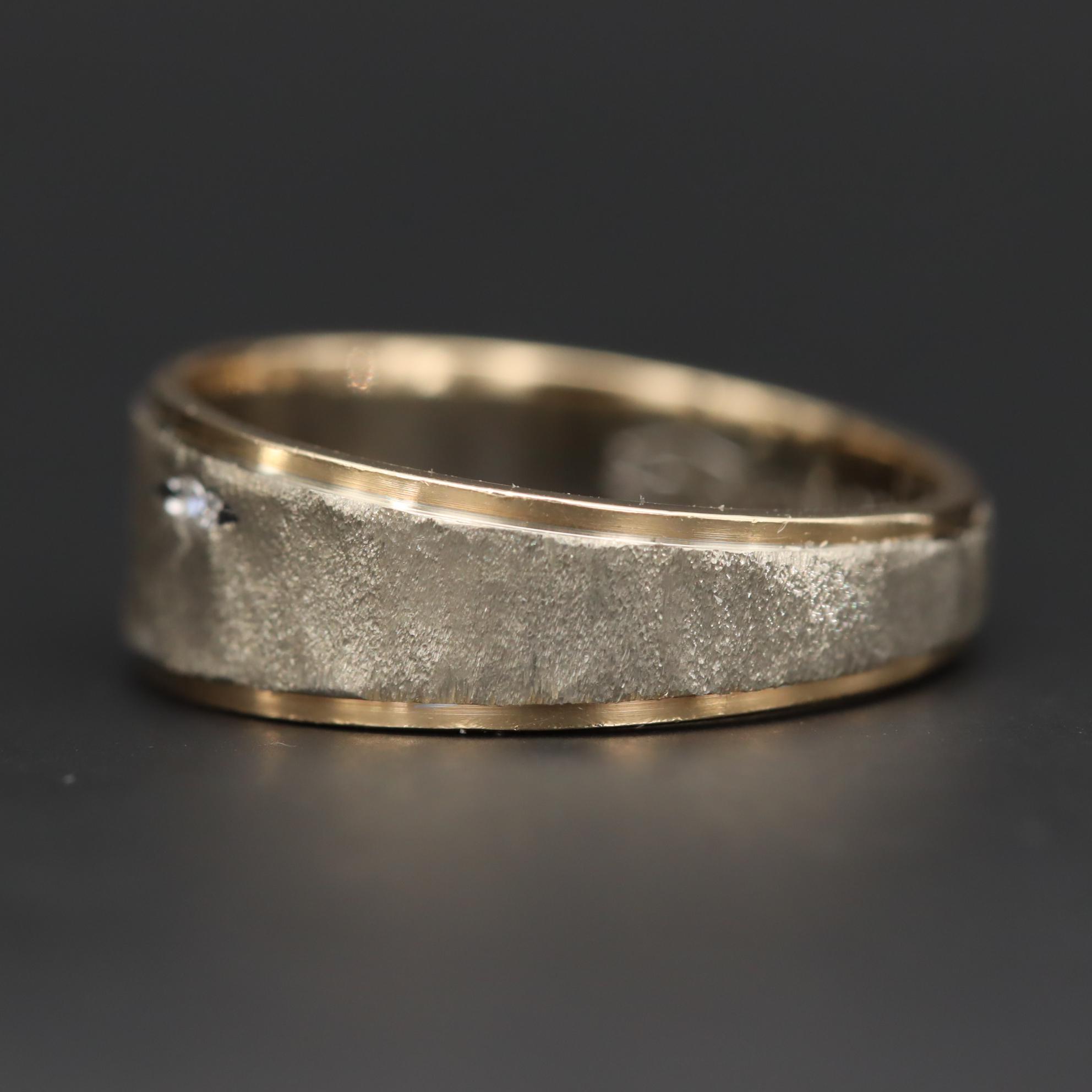 Famor 14K White and Yellow Gold Diamond Textured Ring